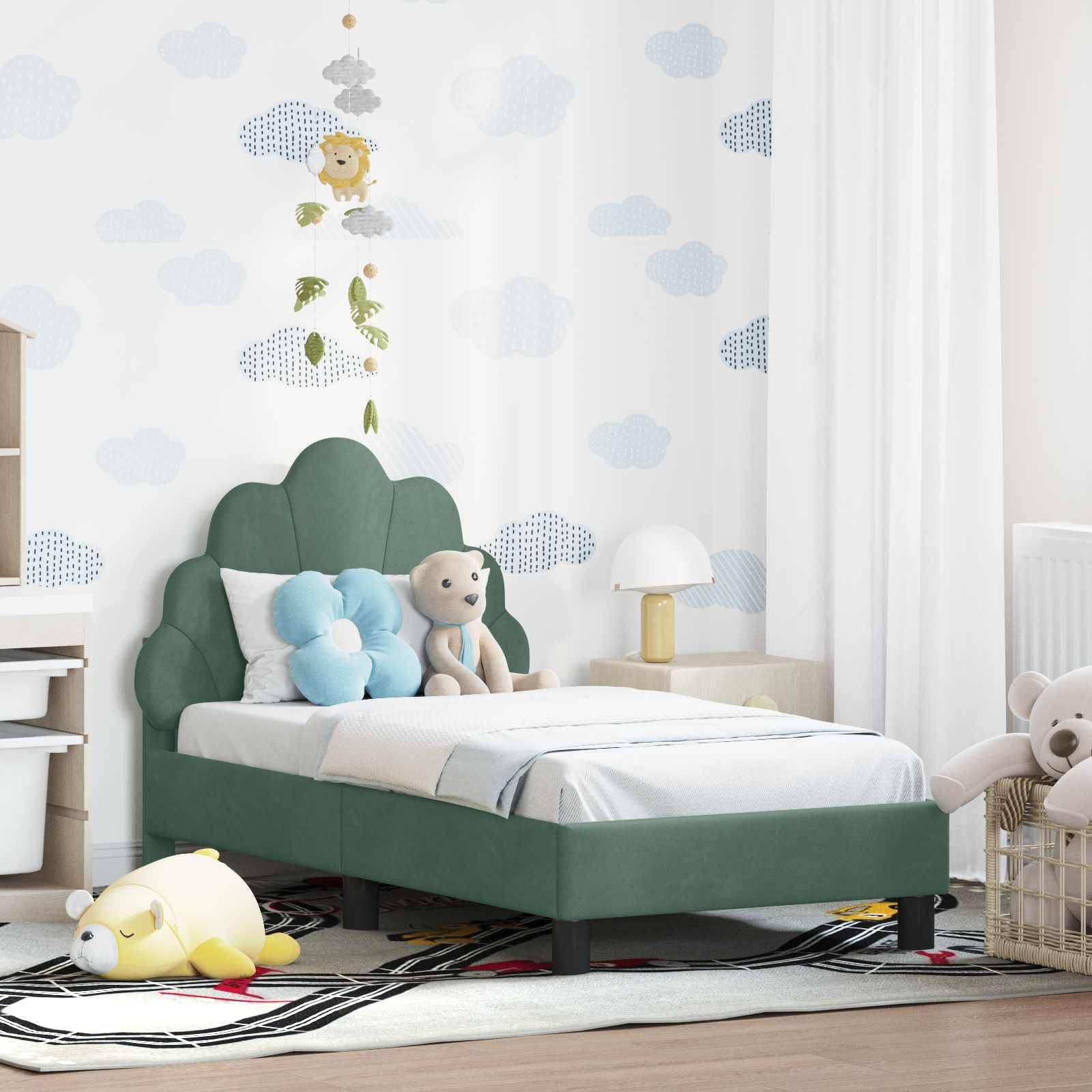vidaXL Kinderbettgestell mit Kopfteil Meergrün 70 x 140 cm Samt
