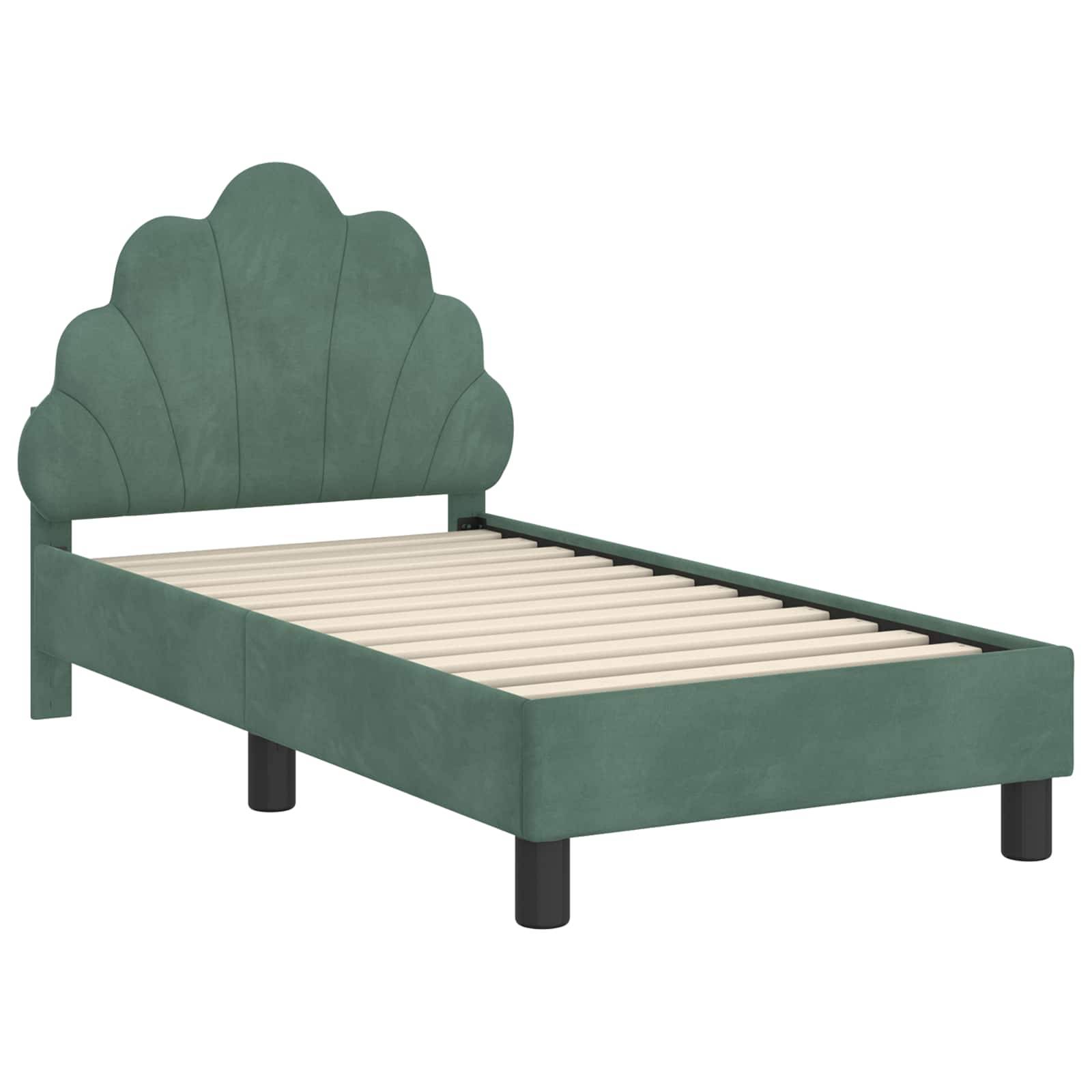 vidaXL Kinderbettgestell mit Kopfteil Meergrün 70 x 140 cm Samt