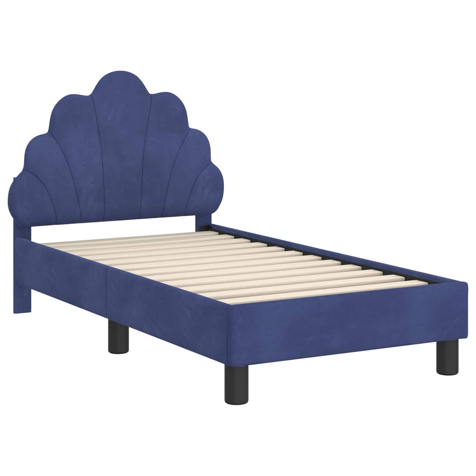 vidaXL Kinderbettgestell mit Kopfteil Polizeiblau 70 x 140 cm Samt