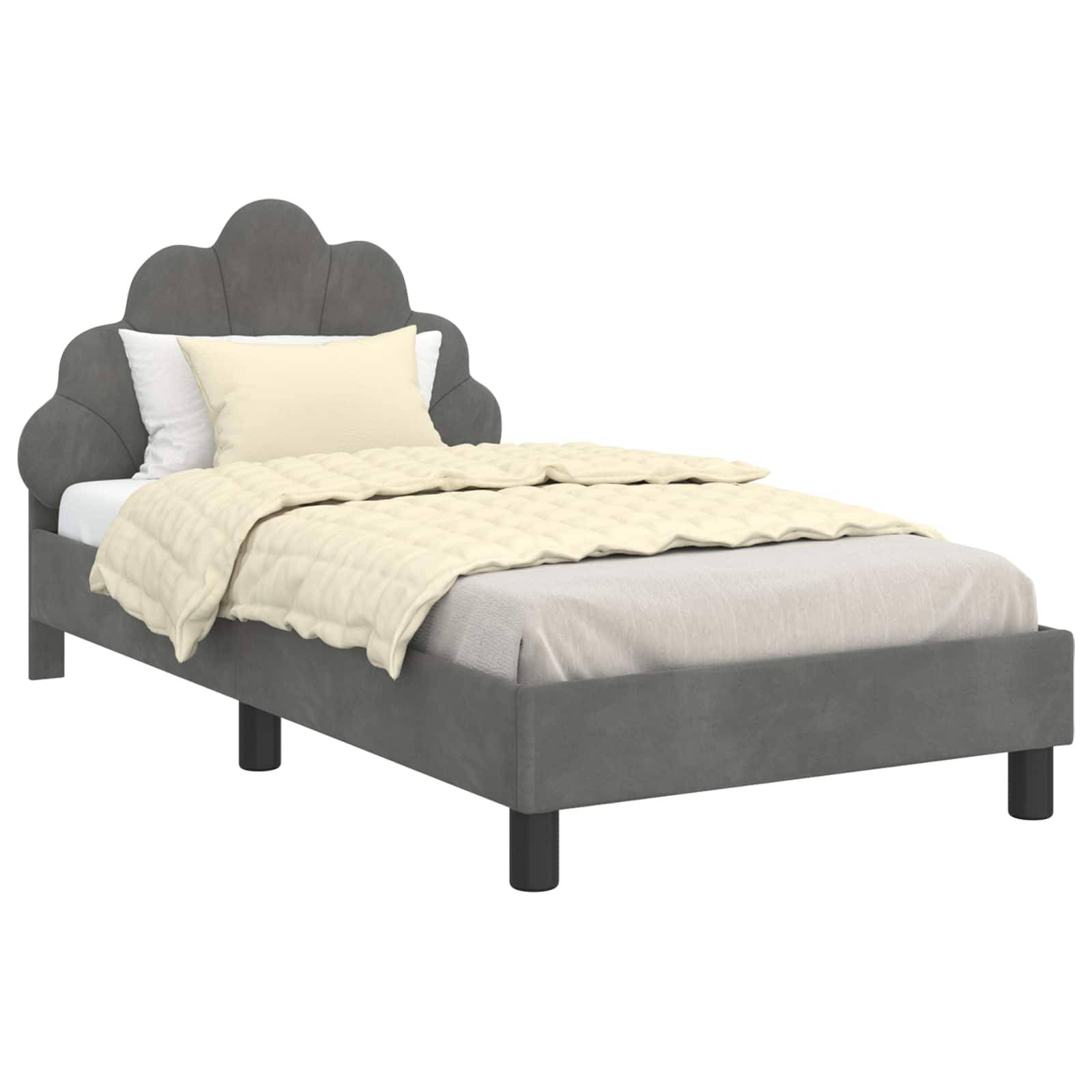 vidaXL Kinderbettgestell mit Kopfteil Dunkelgrau 80 x 160 cm Samt