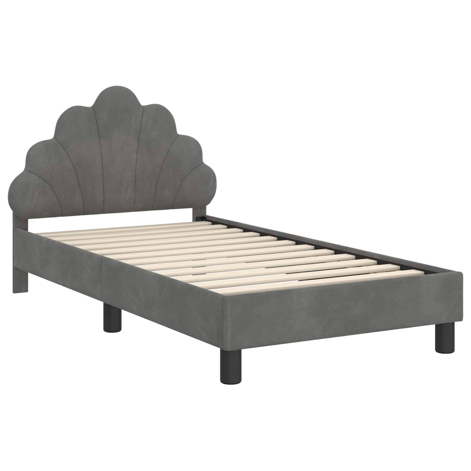 vidaXL Kinderbettgestell mit Kopfteil Dunkelgrau 80 x 160 cm Samt