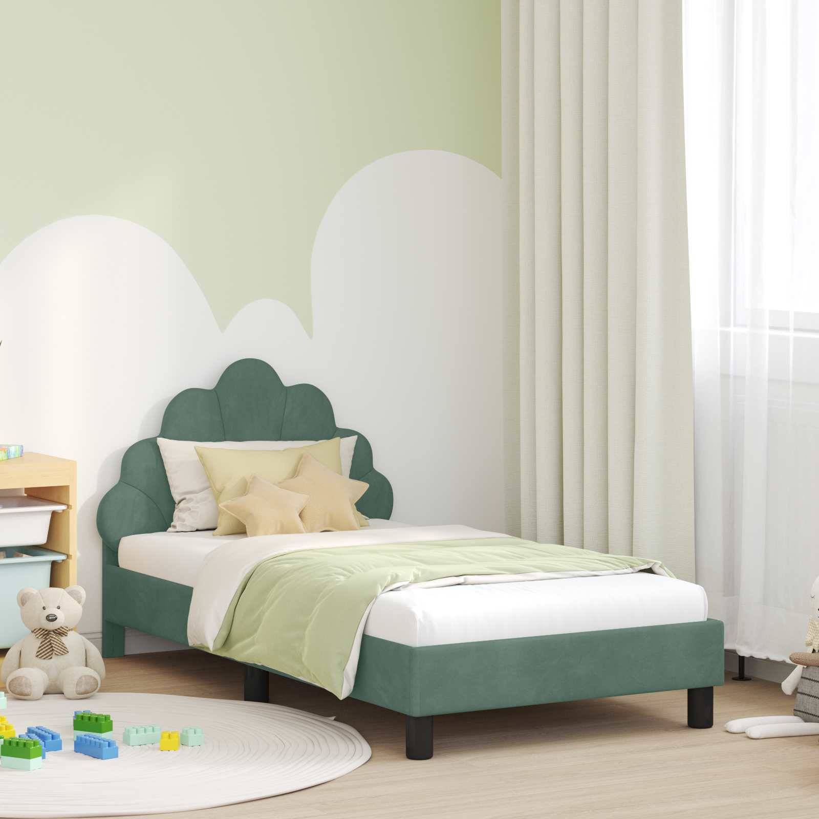 vidaXL Kinderbettgestell mit Kopfteil Meergrün 80 x 160 cm Samt