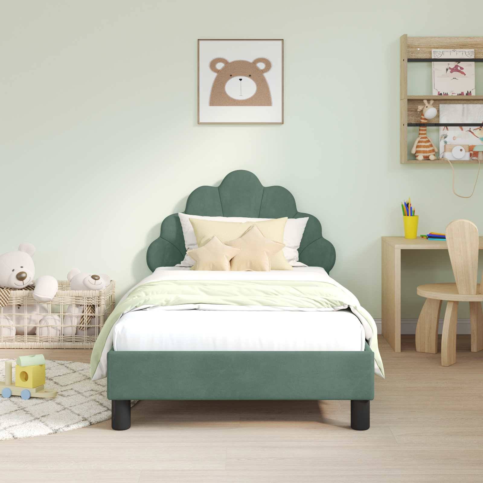 vidaXL Kinderbettgestell mit Kopfteil Meergrün 80 x 160 cm Samt