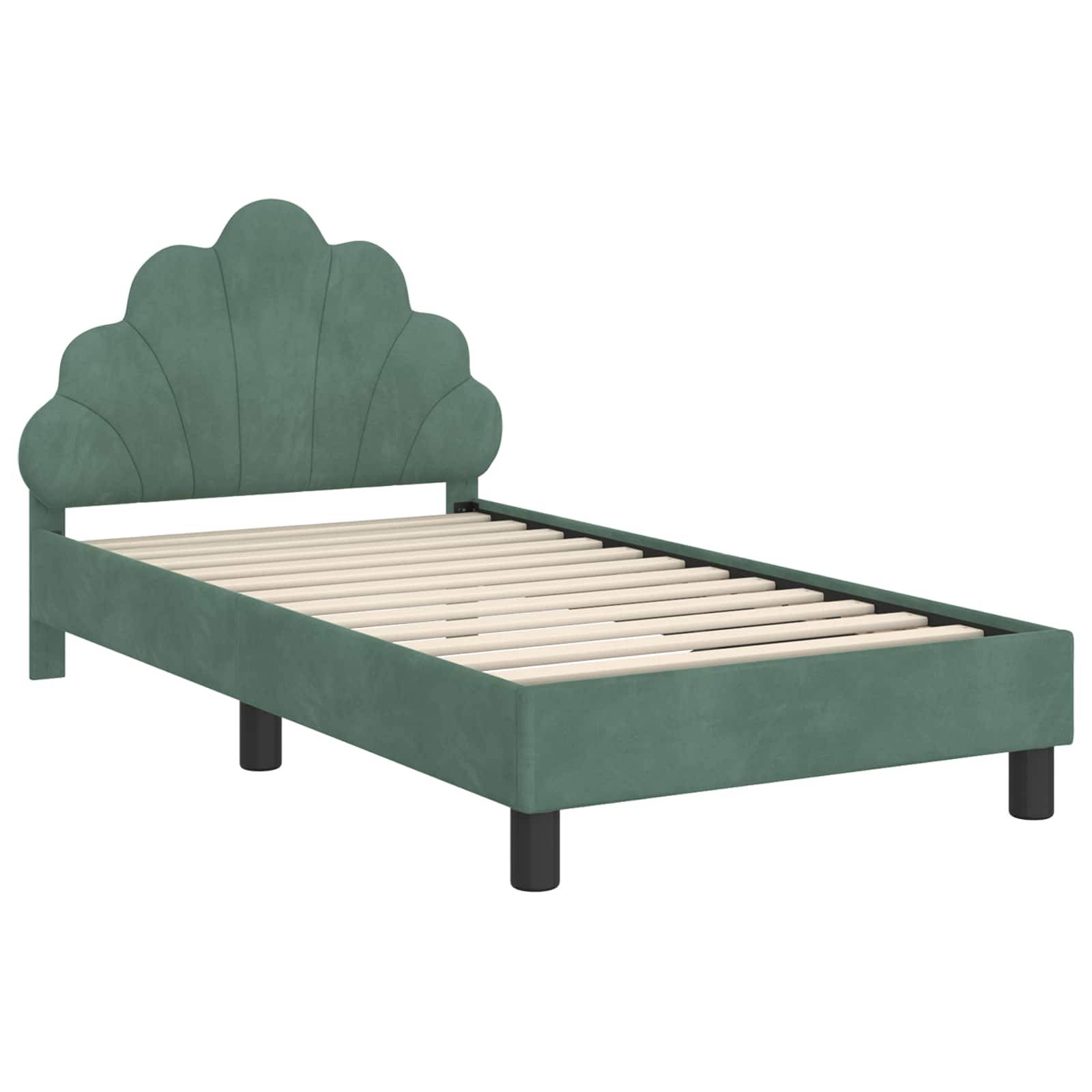 vidaXL Kinderbettgestell mit Kopfteil Meergrün 80 x 160 cm Samt