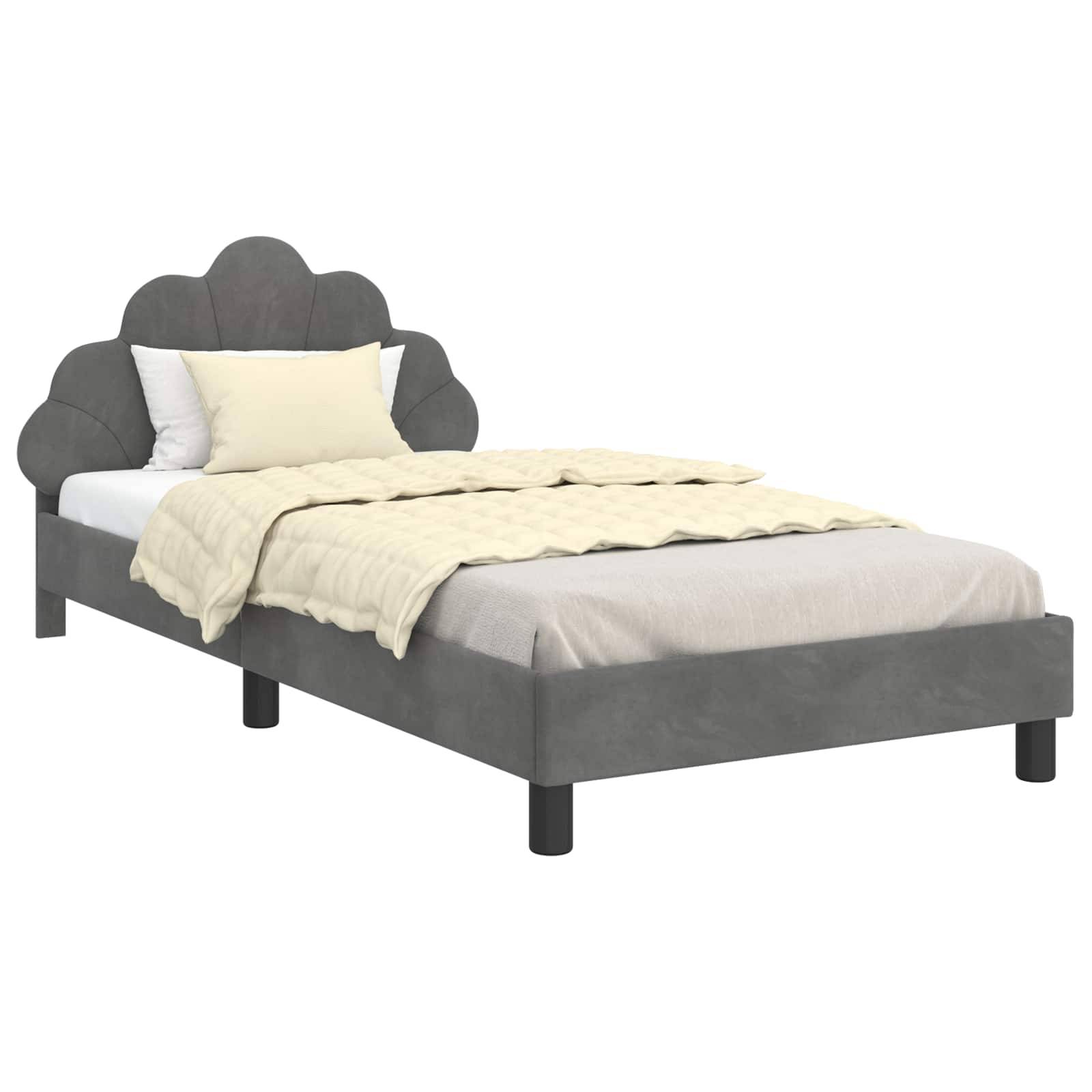 vidaXL Kinderbettgestell mit Kopfteil Dunkelgrau 90 x 200 cm Samt