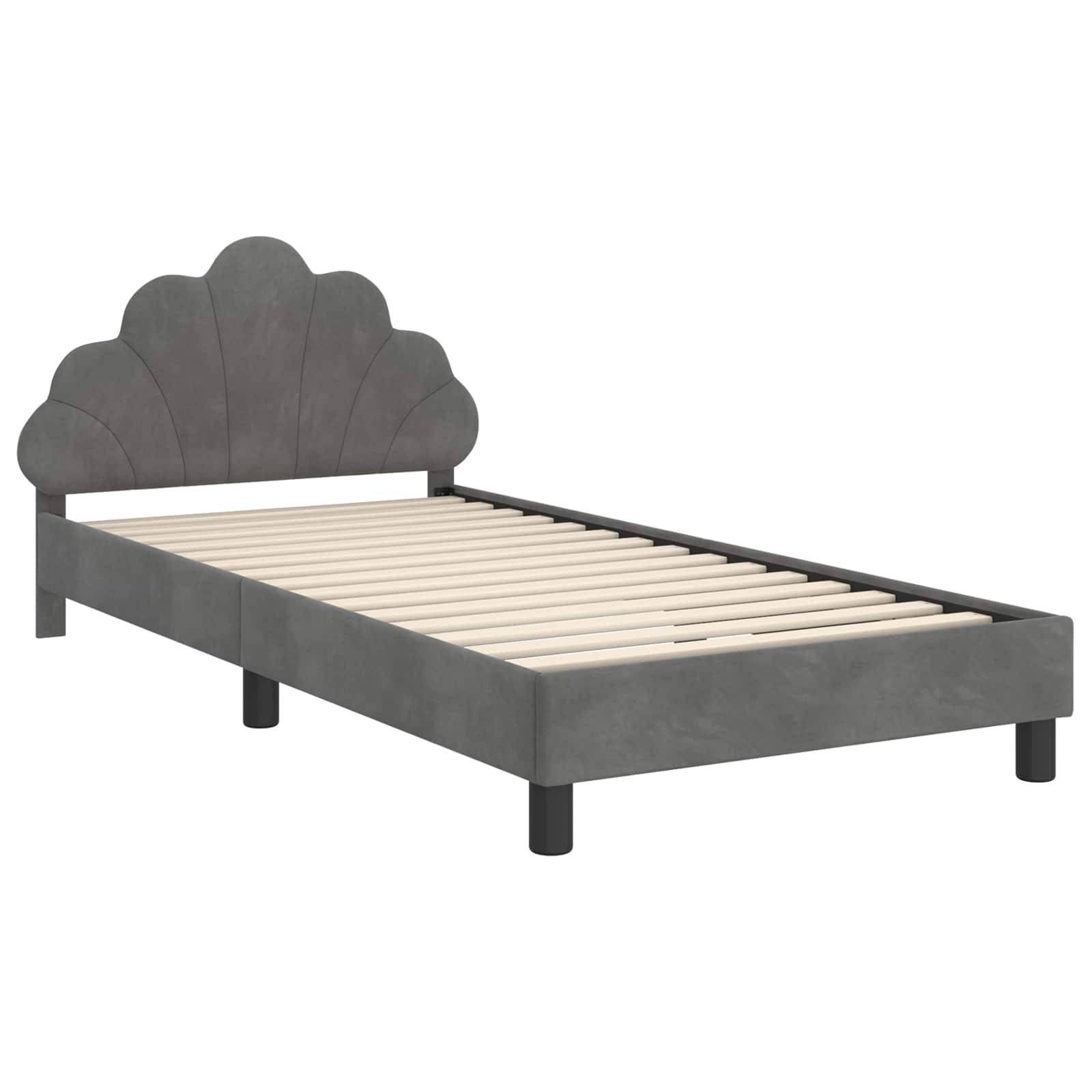 vidaXL Kinderbettgestell mit Kopfteil Dunkelgrau 90 x 190 cm Samt