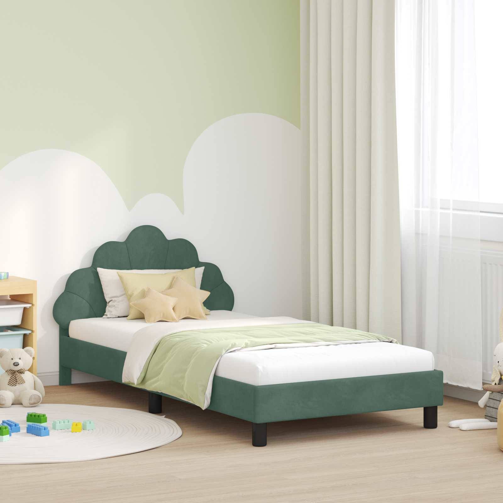 vidaXL Kinderbettgestell mit Kopfteil Meergrün 90 x 200 cm Samt