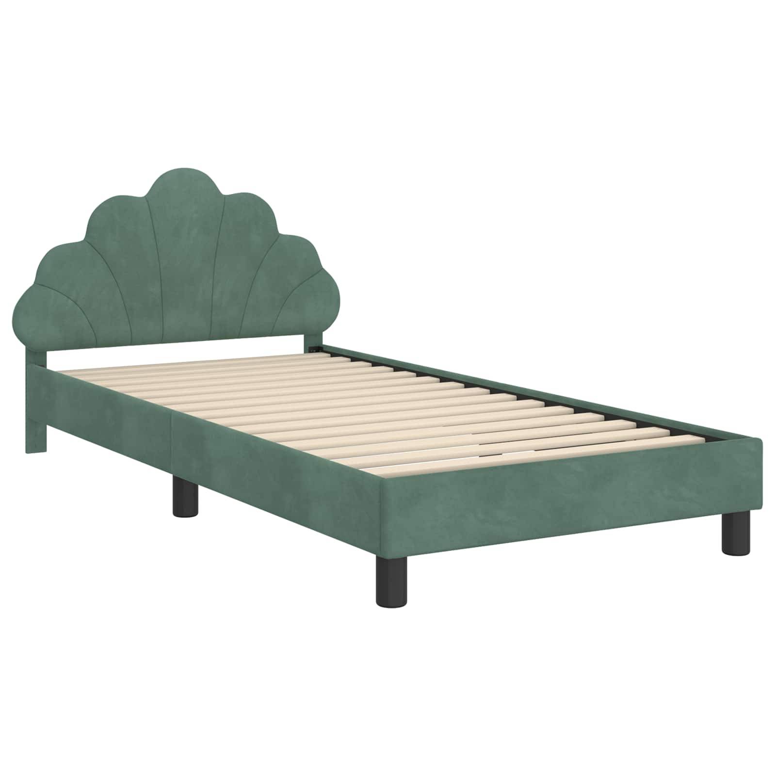 vidaXL Kinderbettgestell mit Kopfteil Meergrün 90 x 200 cm Samt