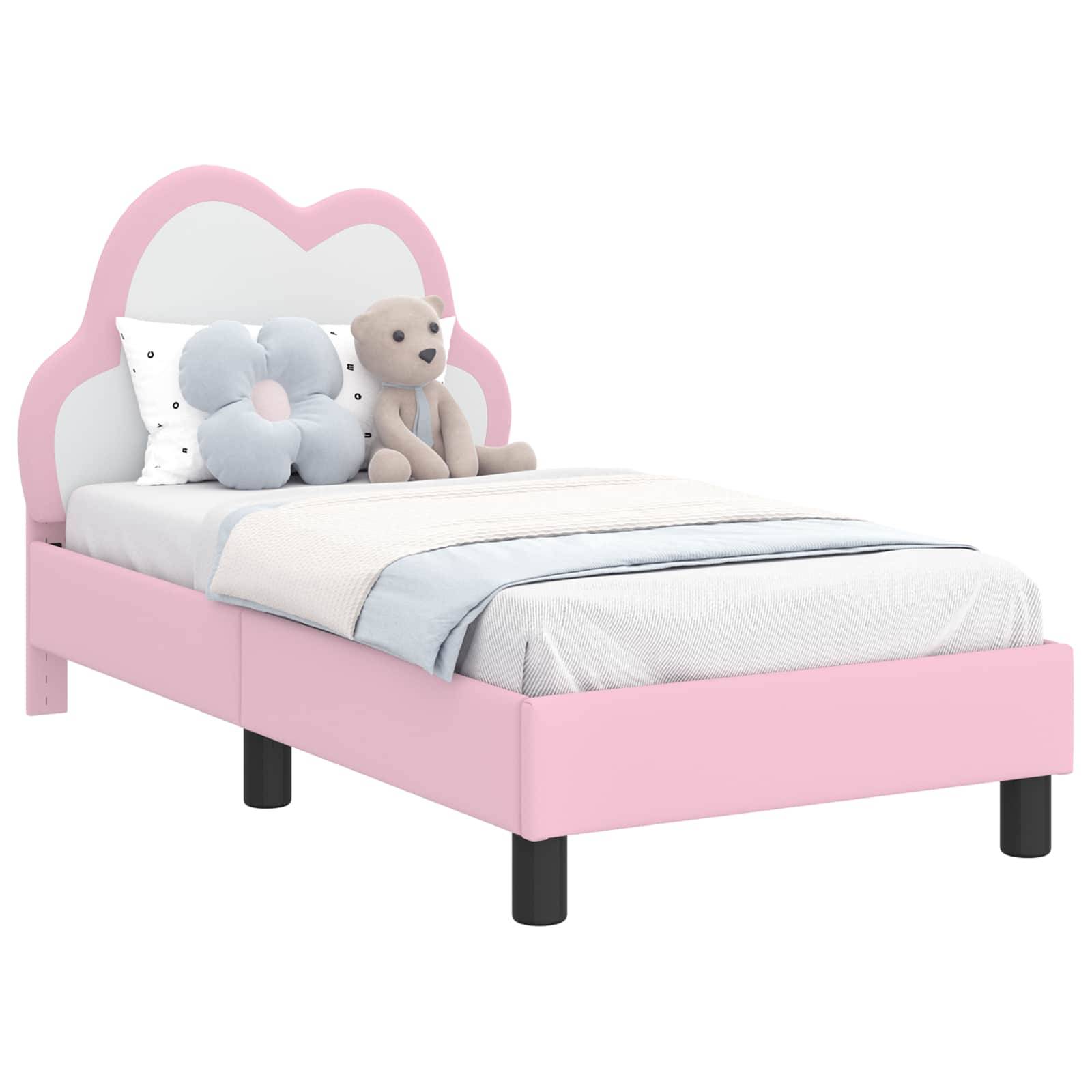 vidaXL Kinderbettgestell mit Kopfteil Rosa 70 x 140 cm PU