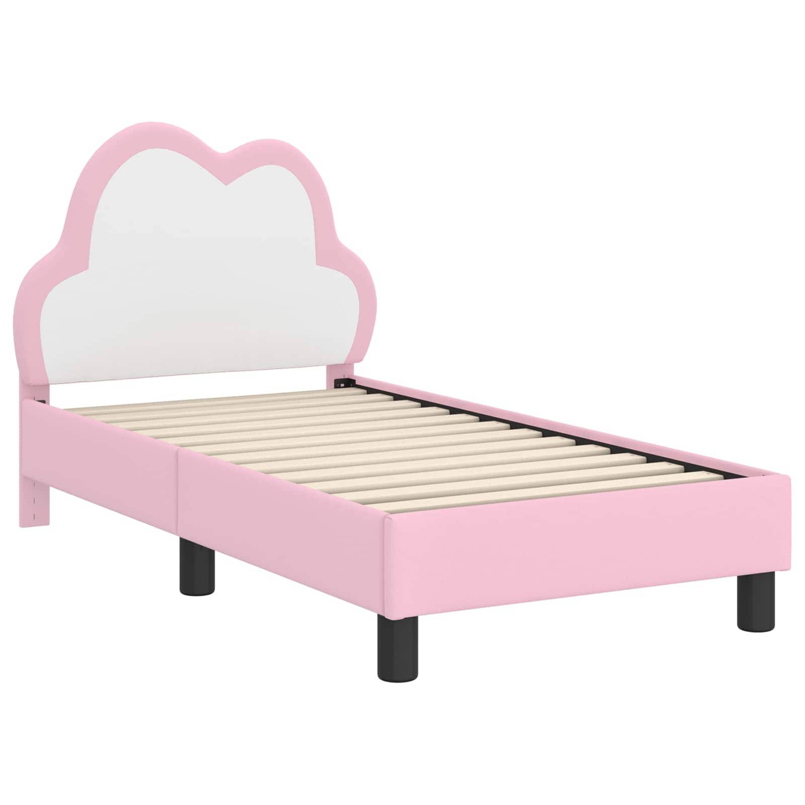 vidaXL Kinderbettgestell mit Kopfteil mit Kopfteil Rosa 70 x 140 cm PU