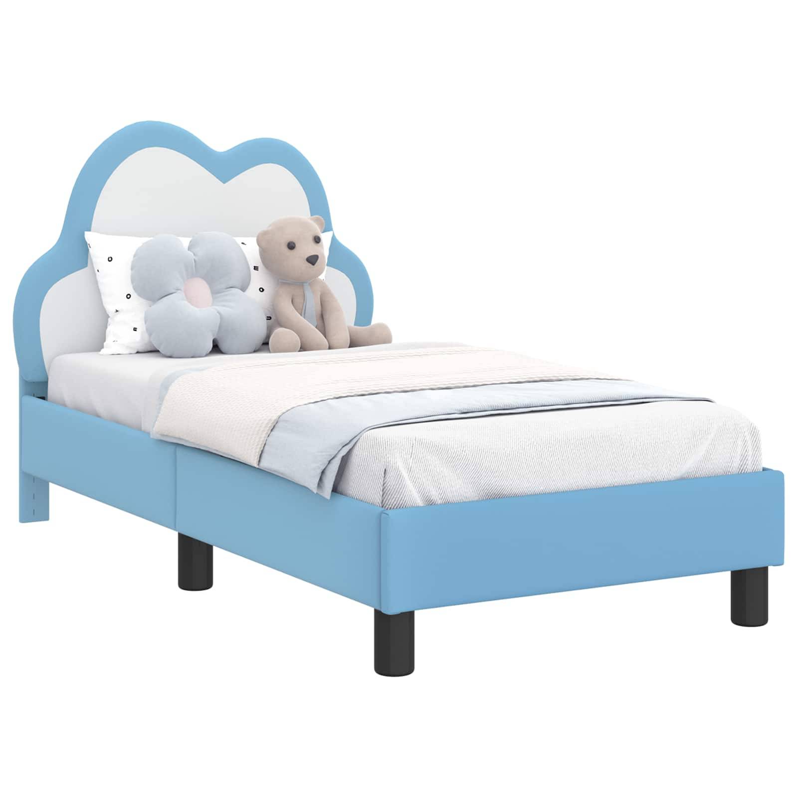 vidaXL Kinderbettgestell mit Kopfteil Blau 70 x 140 cm PU
