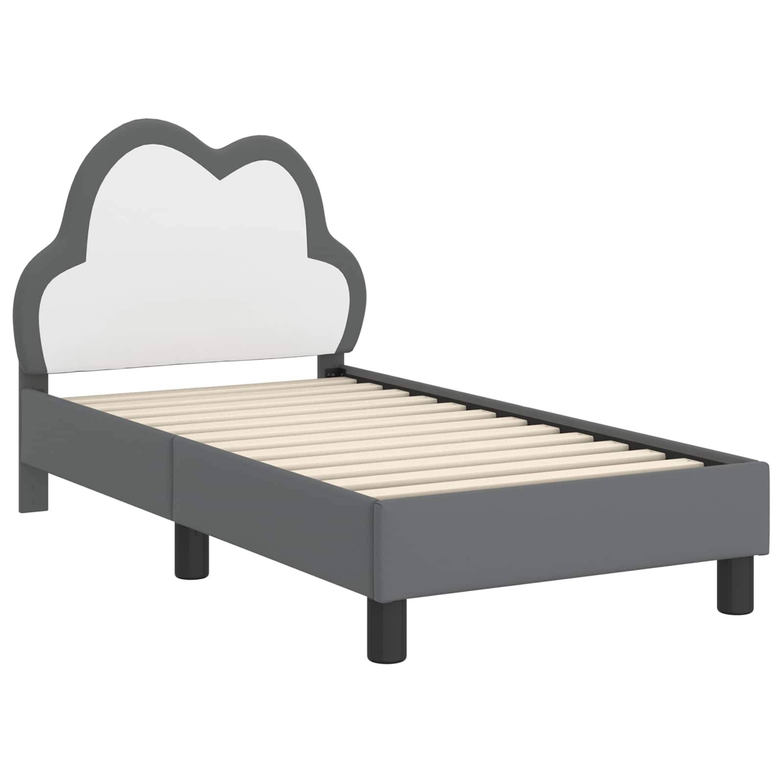 vidaXL Kinderbettgestell mit Kopfteil Hellgrau 70 x 140 cm PU