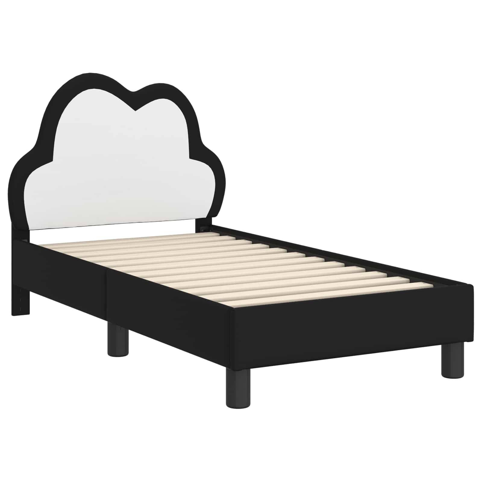 vidaXL Kinderbettgestell mit Kopfteil Schwarz 70 x 140 cm PU