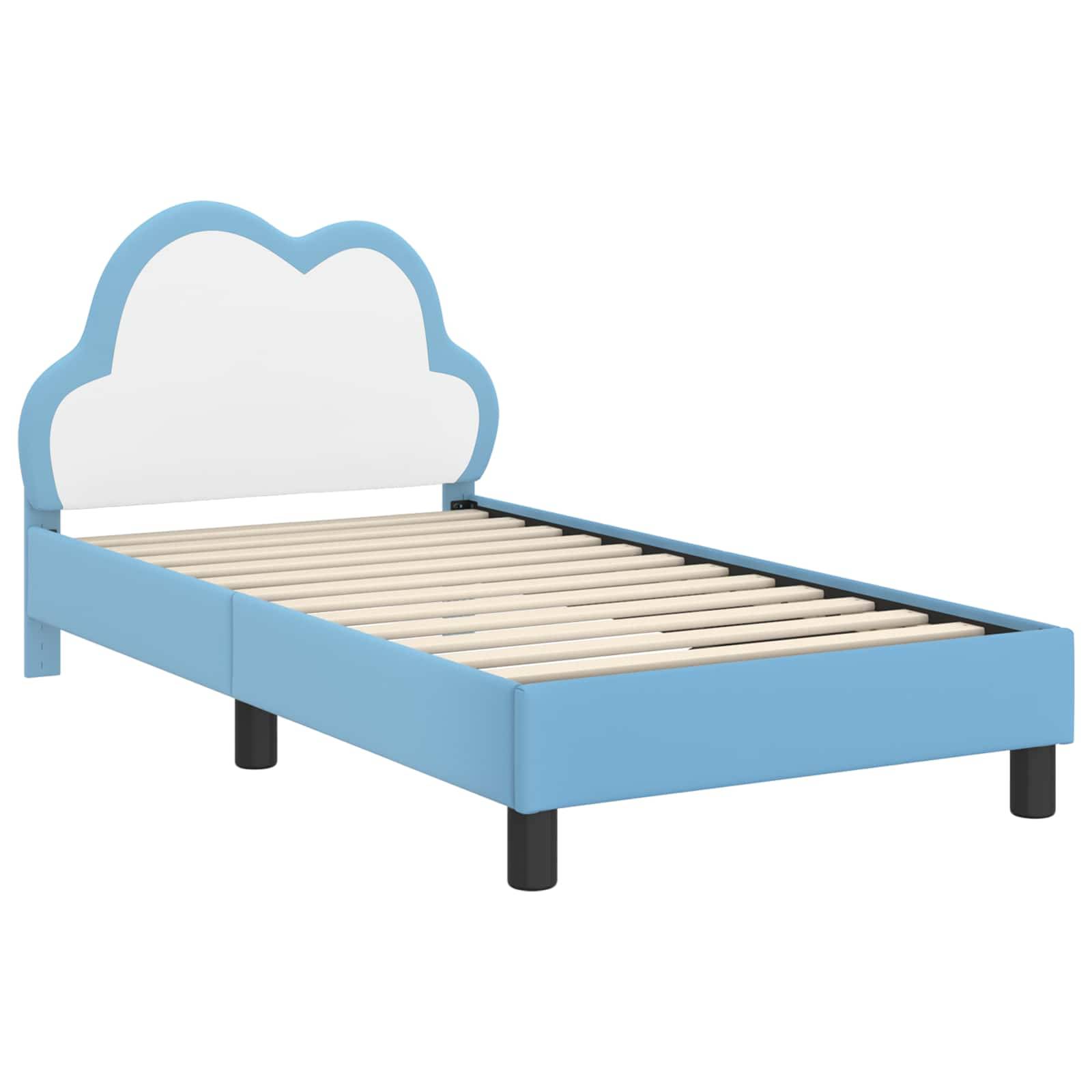 vidaXL Kinderbettgestell mit Kopfteil mit Kopfteil Blau 80 x 160 cm PU