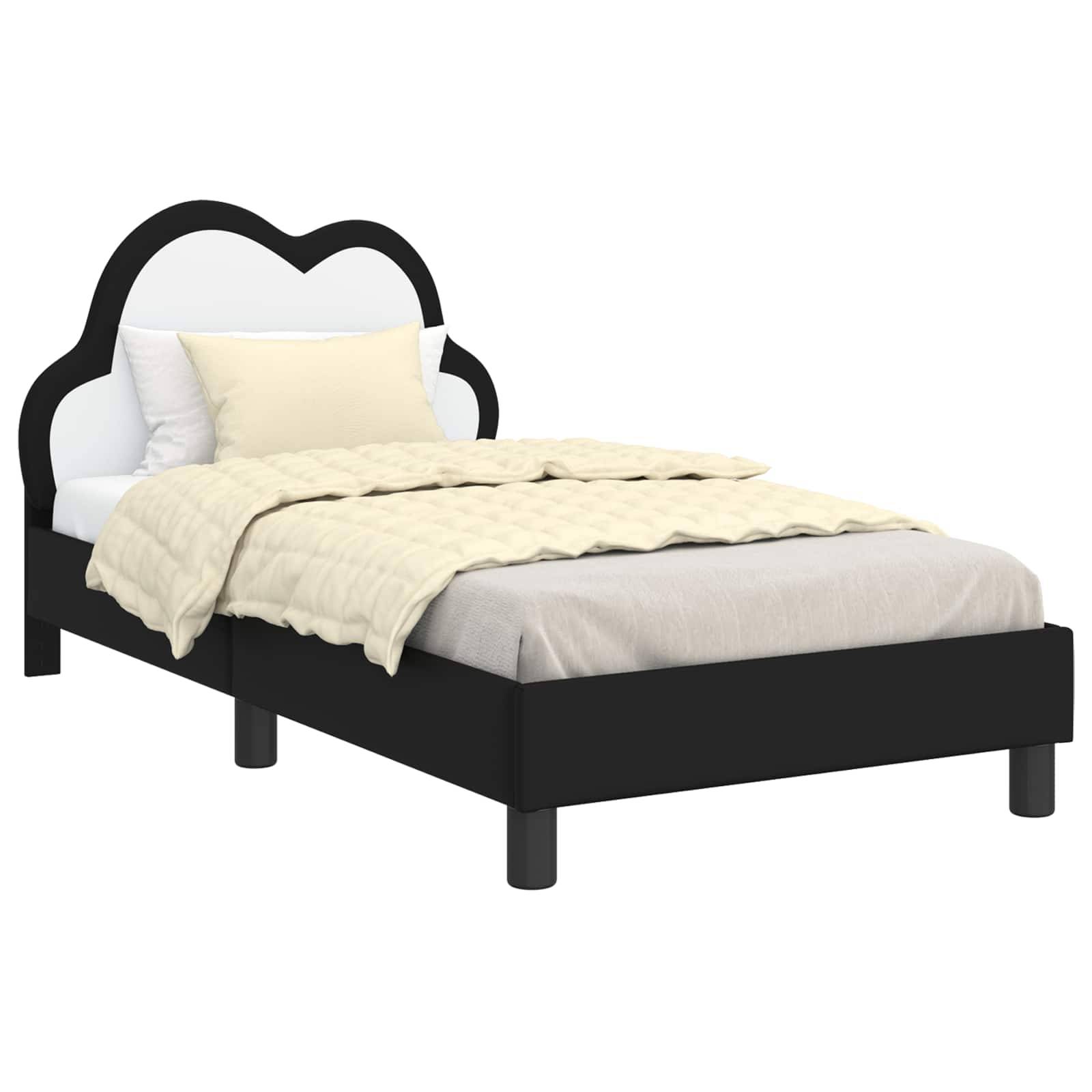vidaXL Kinderbettgestell mit Kopfteil Schwarz 80 x 160 cm PU