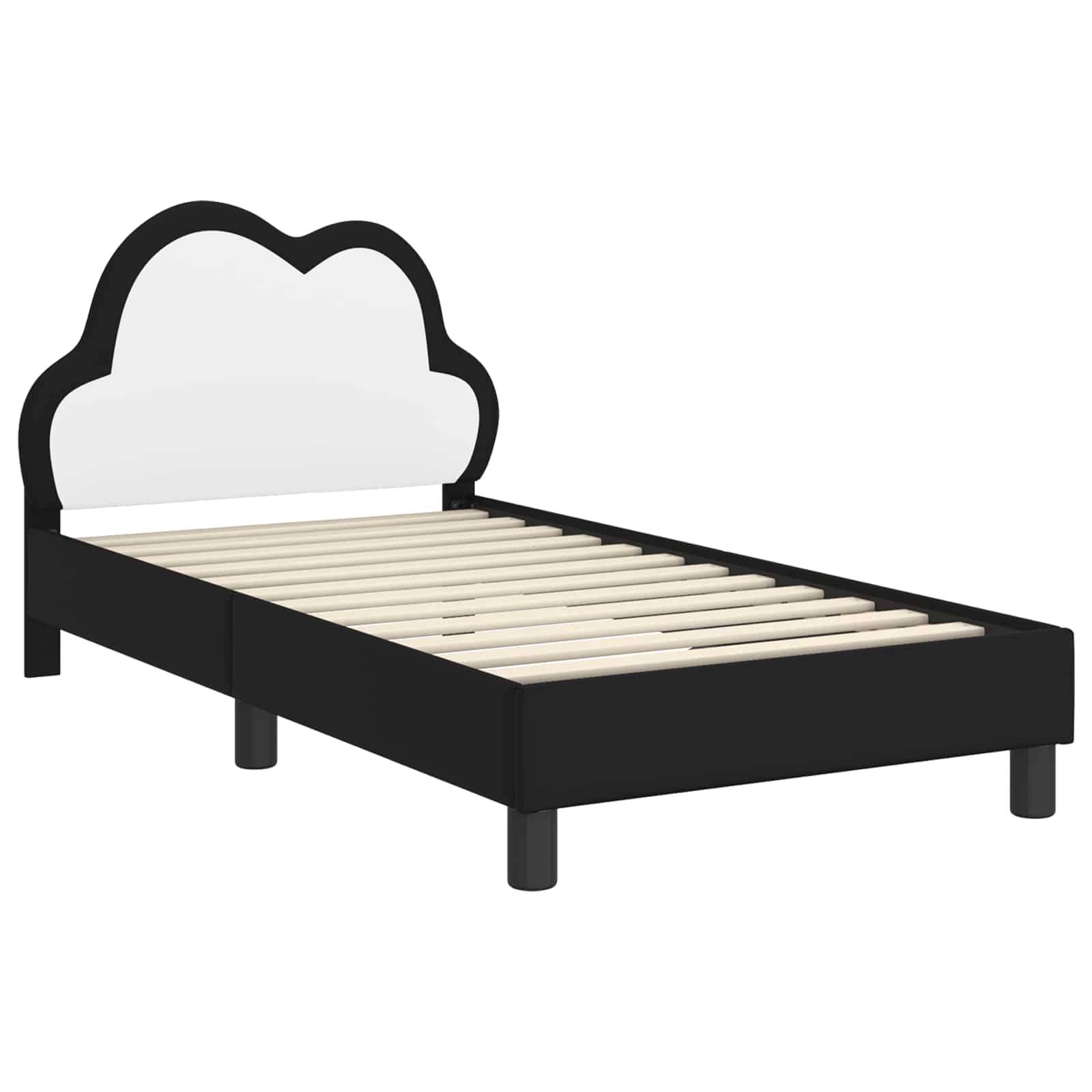 vidaXL Kinderbettgestell mit Kopfteil Schwarz 80 x 160 cm PU