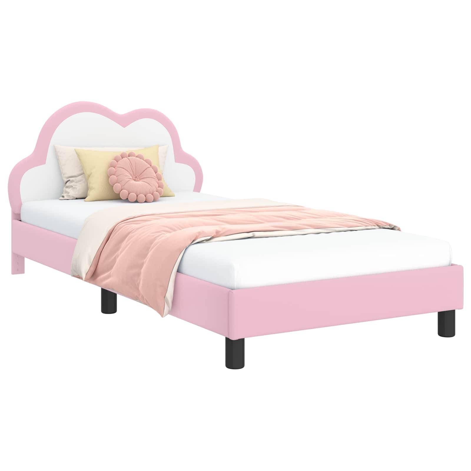 vidaXL Kinderbettgestell mit Kopfteil Rosa 90 x 200 cm PU