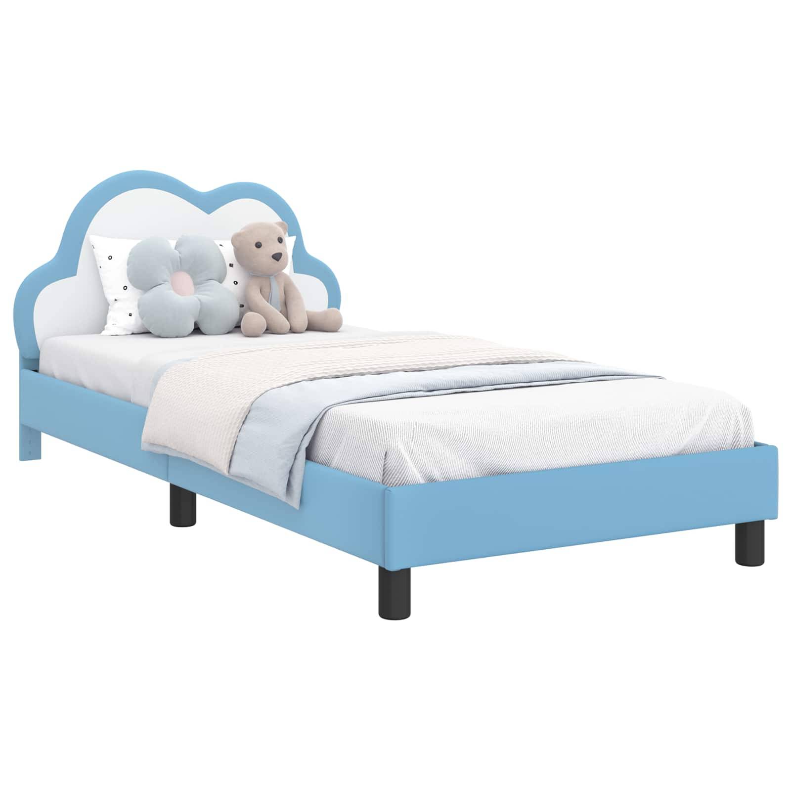 vidaXL Kinderbettgestell mit Kopfteil Blau 80 x 200 cm PU