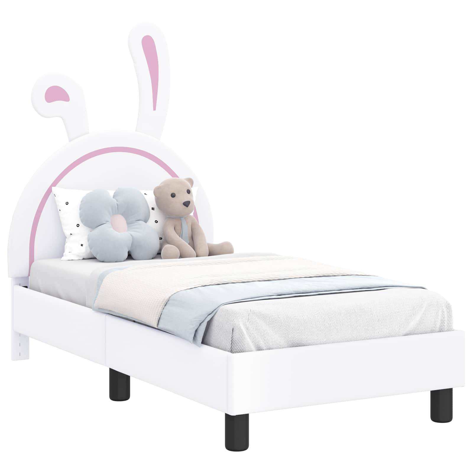 vidaXL Kinderbettgestell mit Kopfteil Weiß 70 x 140 cm PU