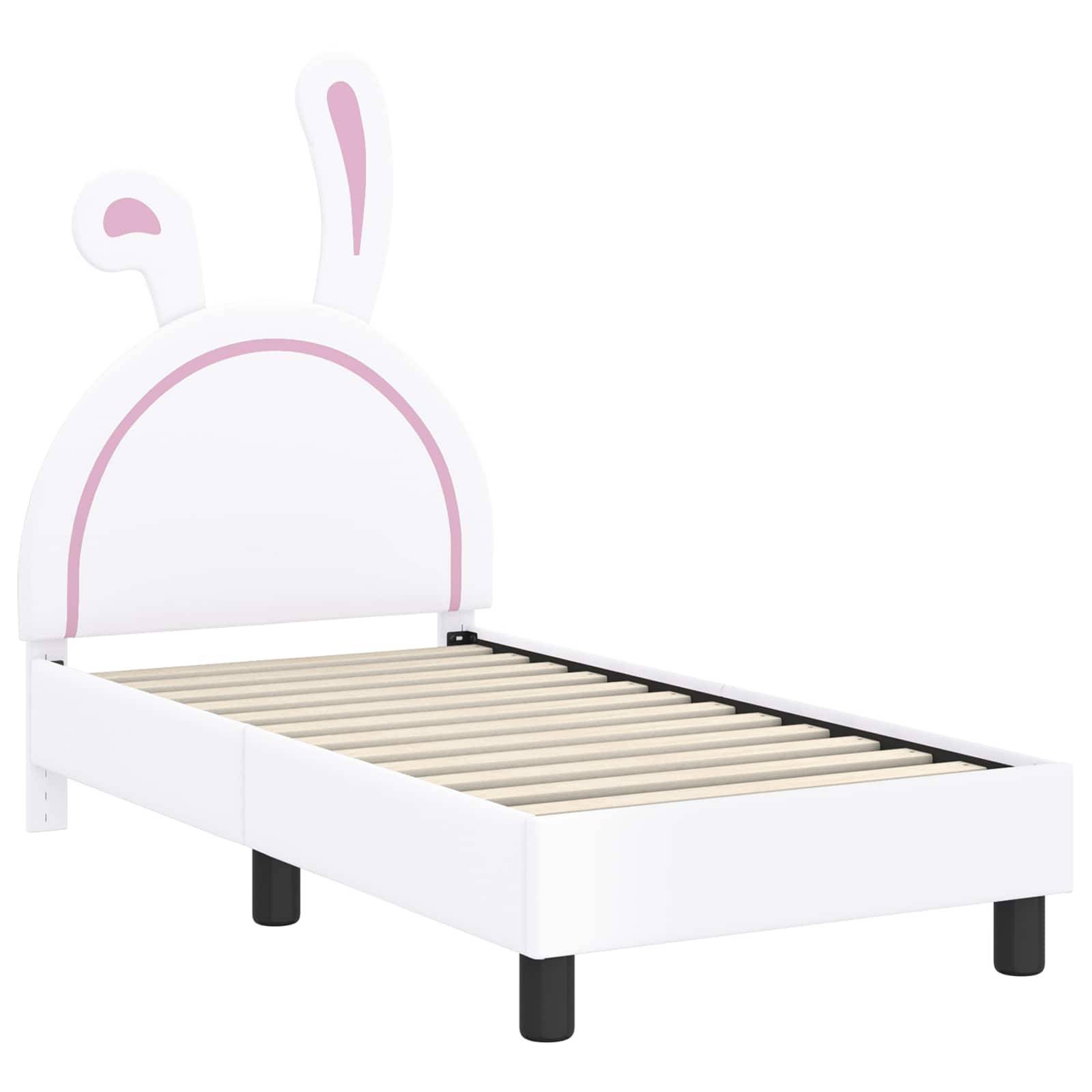 vidaXL Kinderbettgestell mit Kopfteil Weiß 70 x 140 cm PU