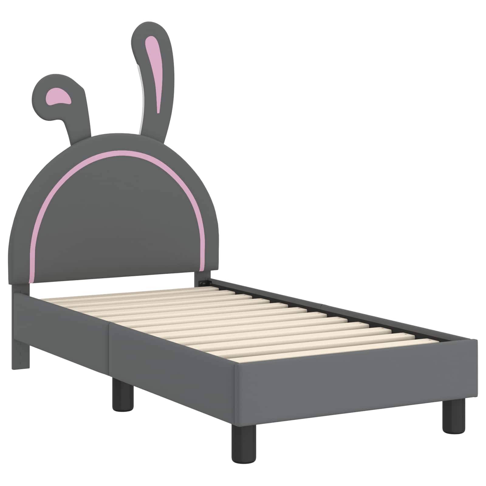 vidaXL Kinderbettgestell mit Kopfteil Hellgrau 70 x 140 cm PU