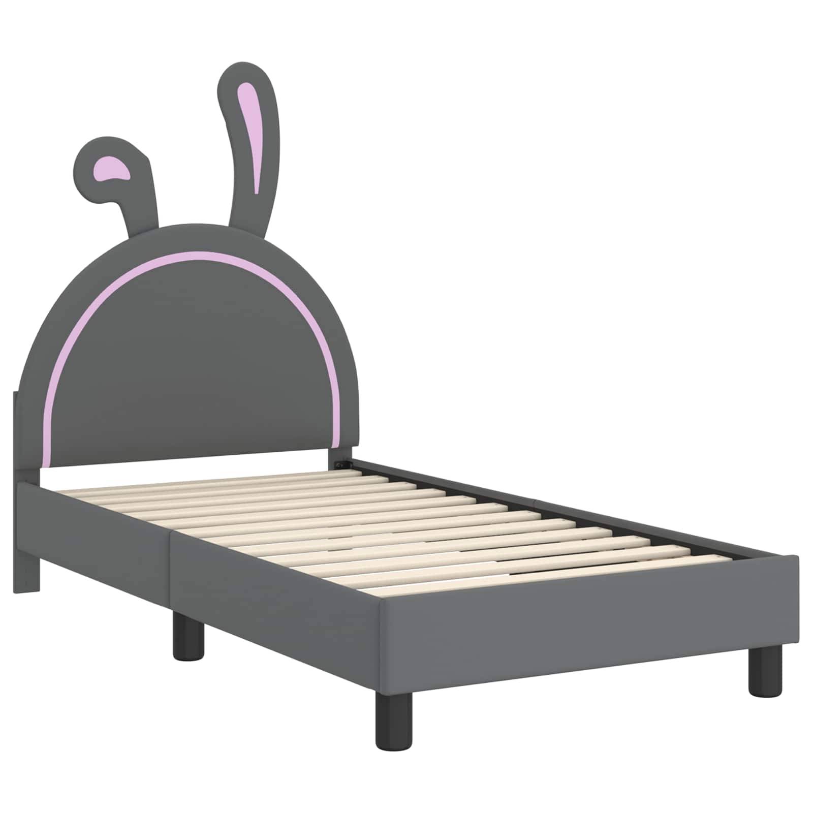 vidaXL Kinderbettgestell mit Kopfteil Hellgrau 80 x 160 cm PU