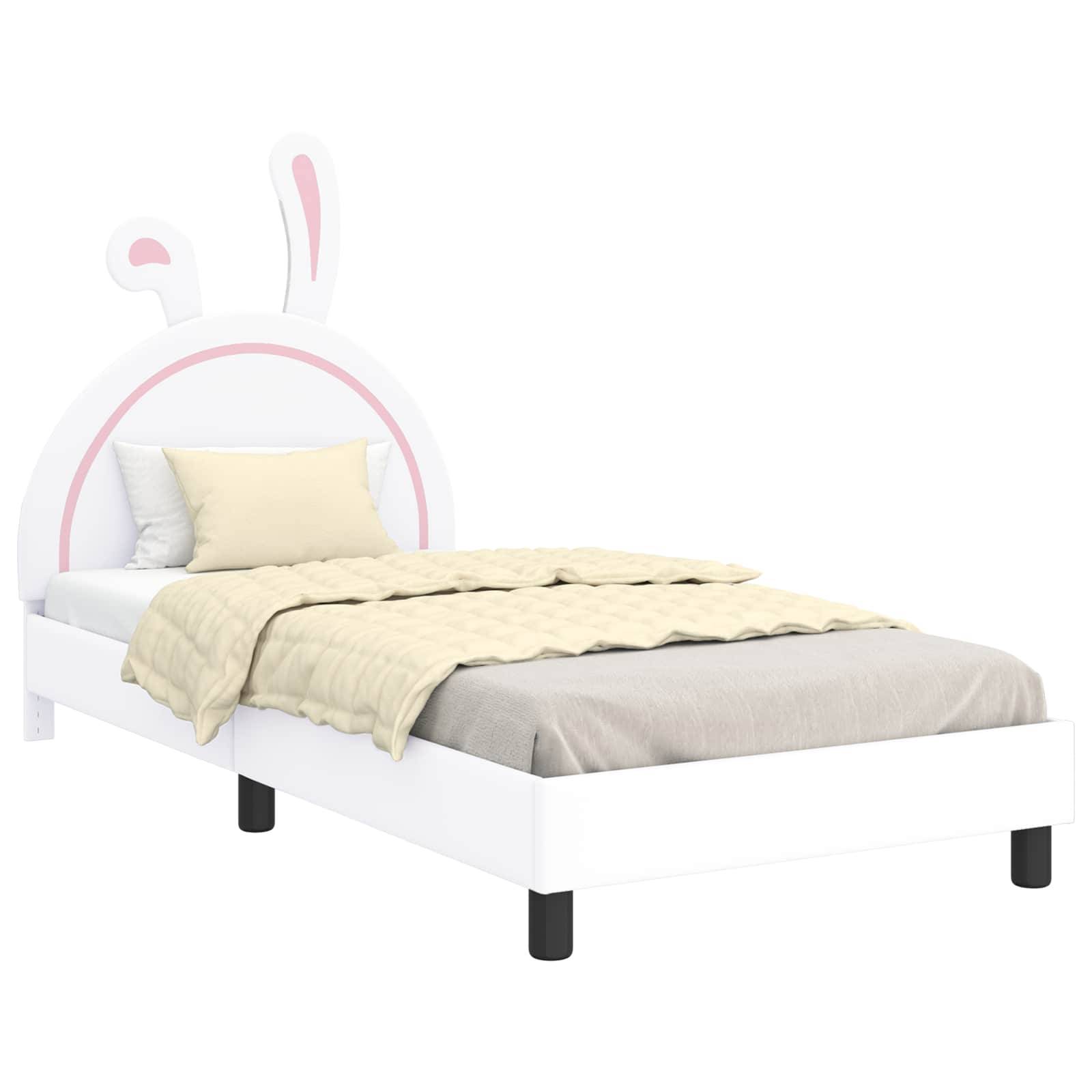 vidaXL Kinderbettgestell mit Kopfteil Weiß 90 x 200 cm PU