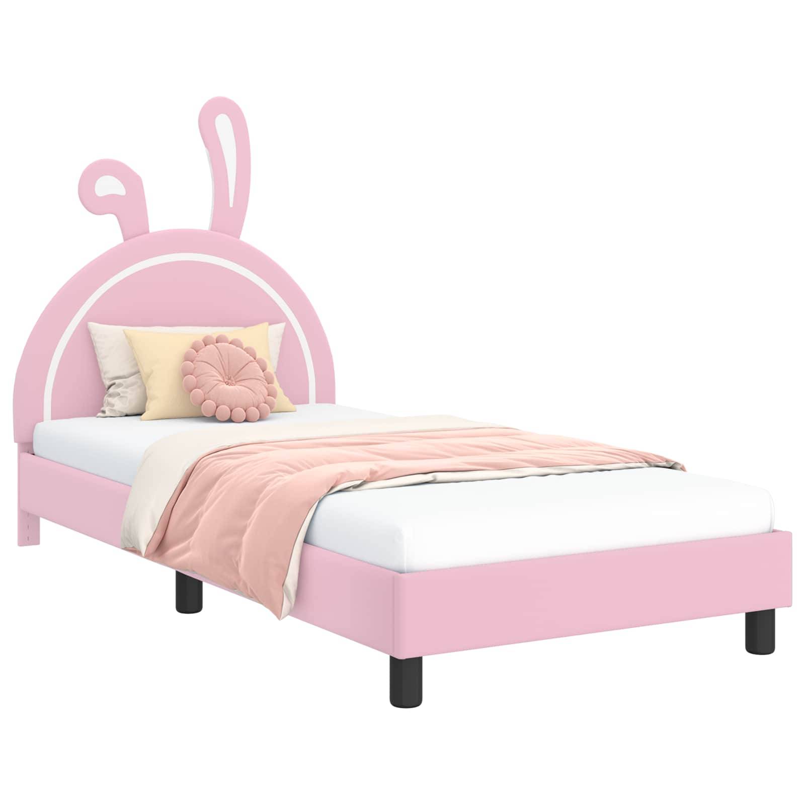 vidaXL Kinderbettgestell mit Kopfteil Rosa 80 x 200 cm PU