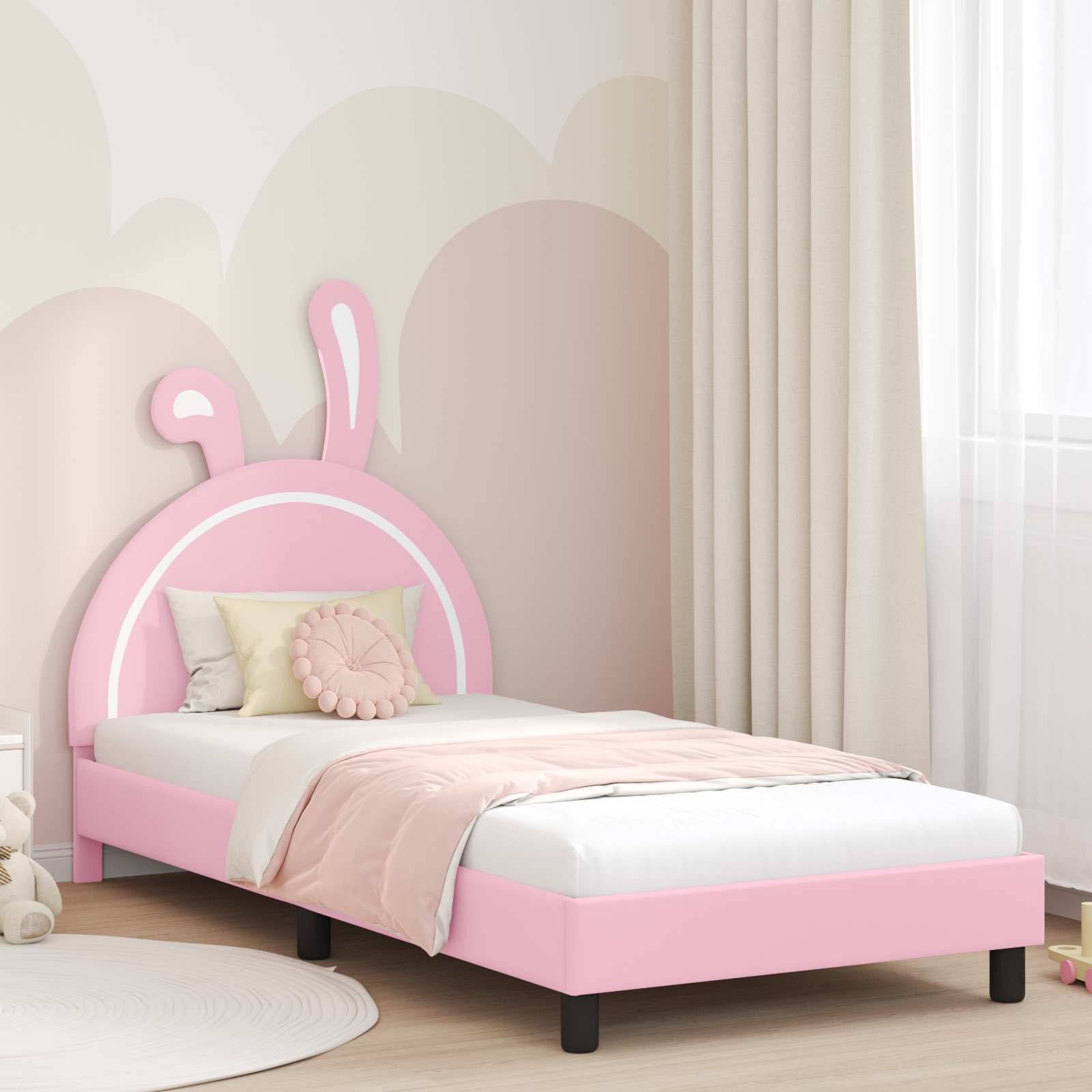 vidaXL Kinderbettgestell mit Kopfteil Rosa 80 x 200 cm PU