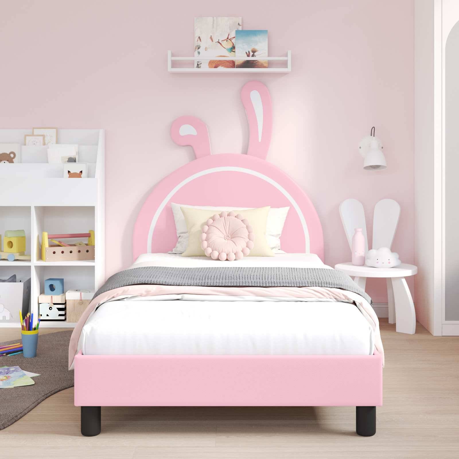 vidaXL Kinderbettgestell mit Kopfteil Rosa 80 x 200 cm PU