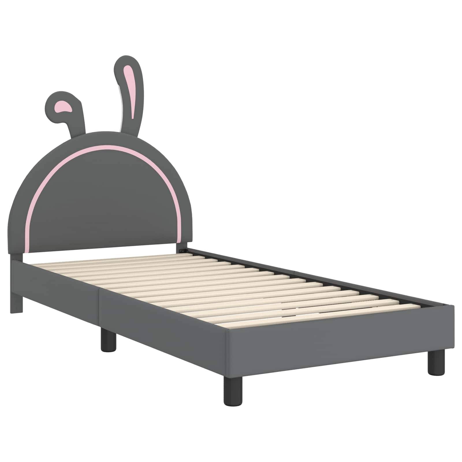 vidaXL Kinderbettgestell mit Kopfteil Hellgrau 80 x 200 cm PU