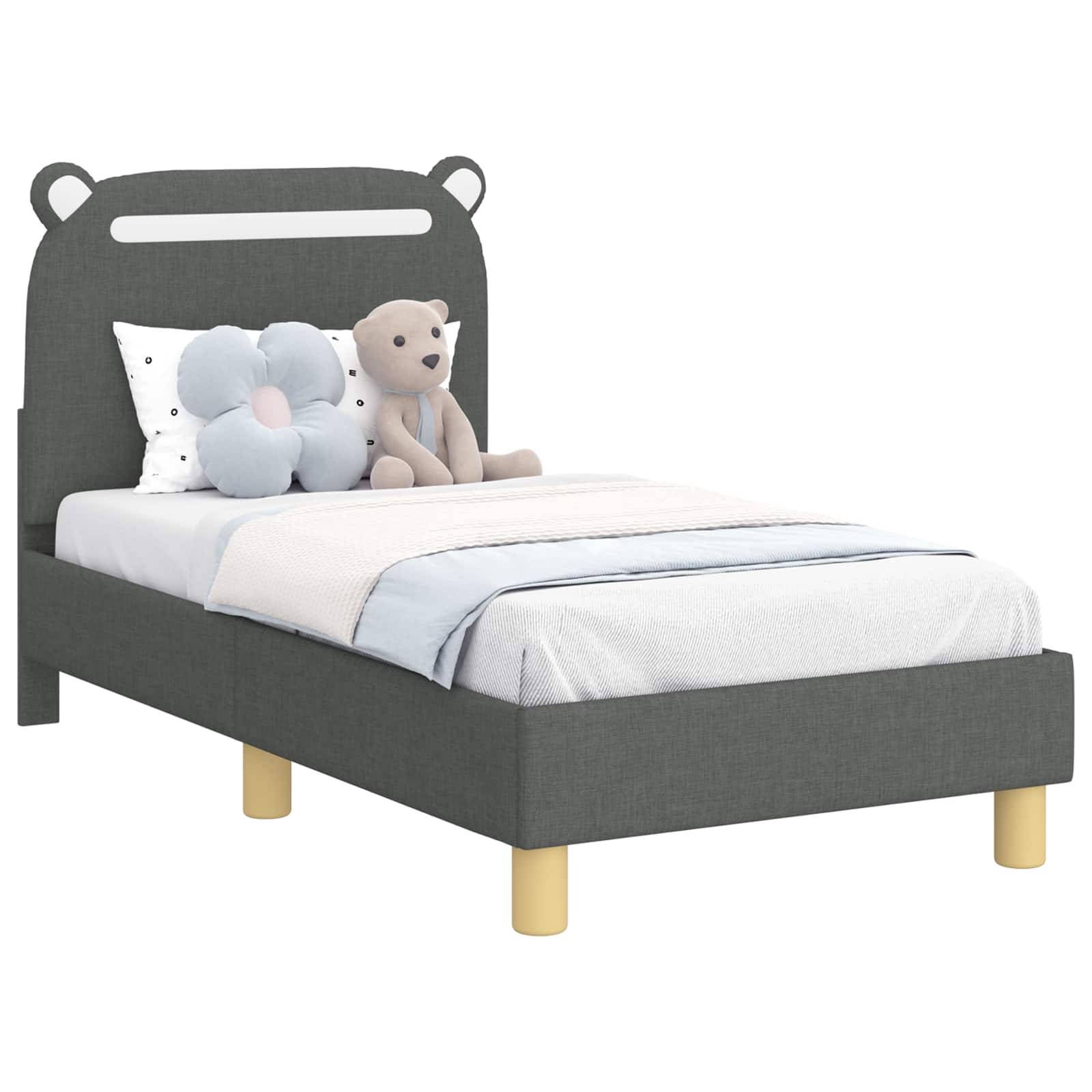 vidaXL Kinderbettgestell mit Kopfteil Dunkelgrau 70 x 140 cm Stoff