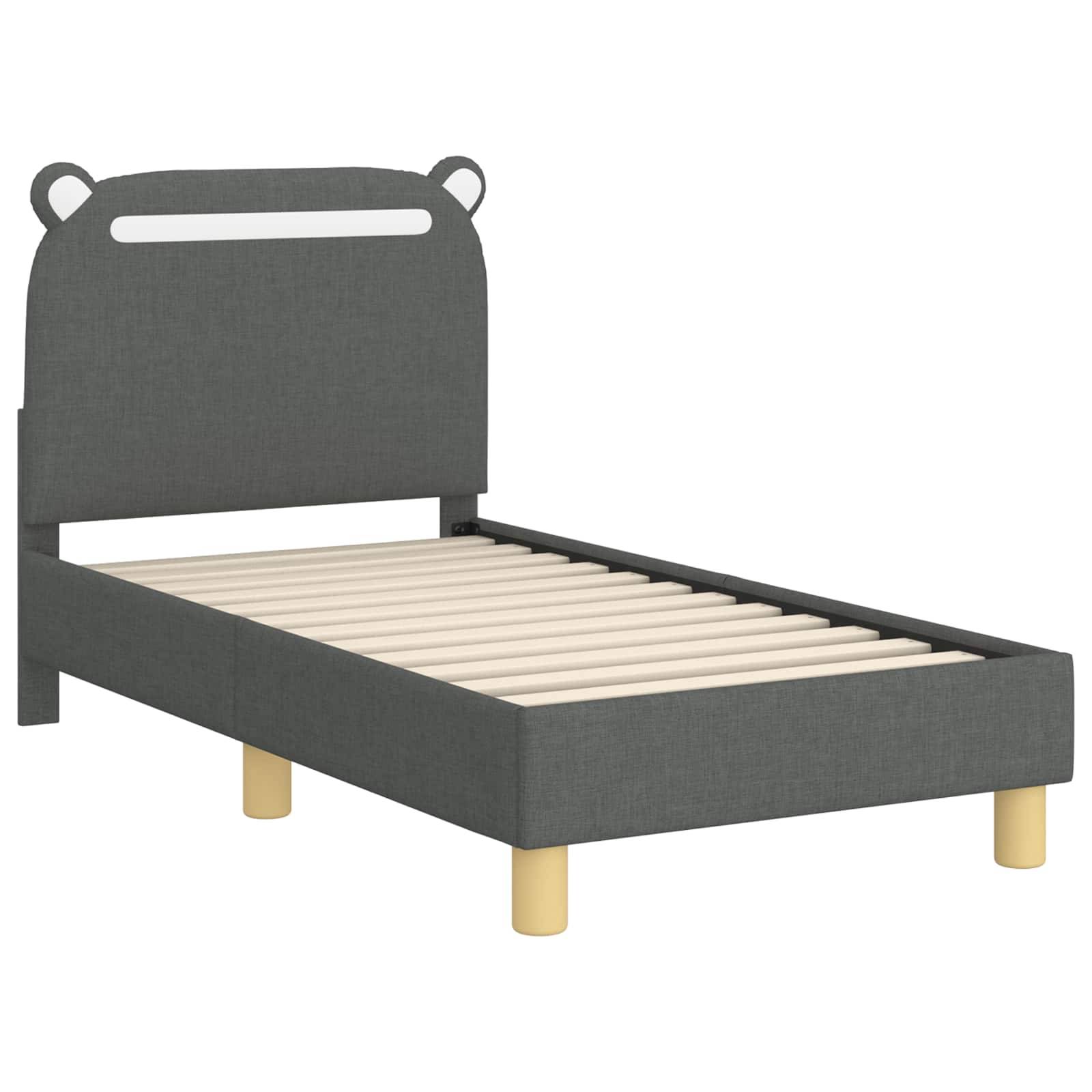 vidaXL Kinderbettgestell mit Kopfteil Dunkelgrau 70 x 140 cm Stoff