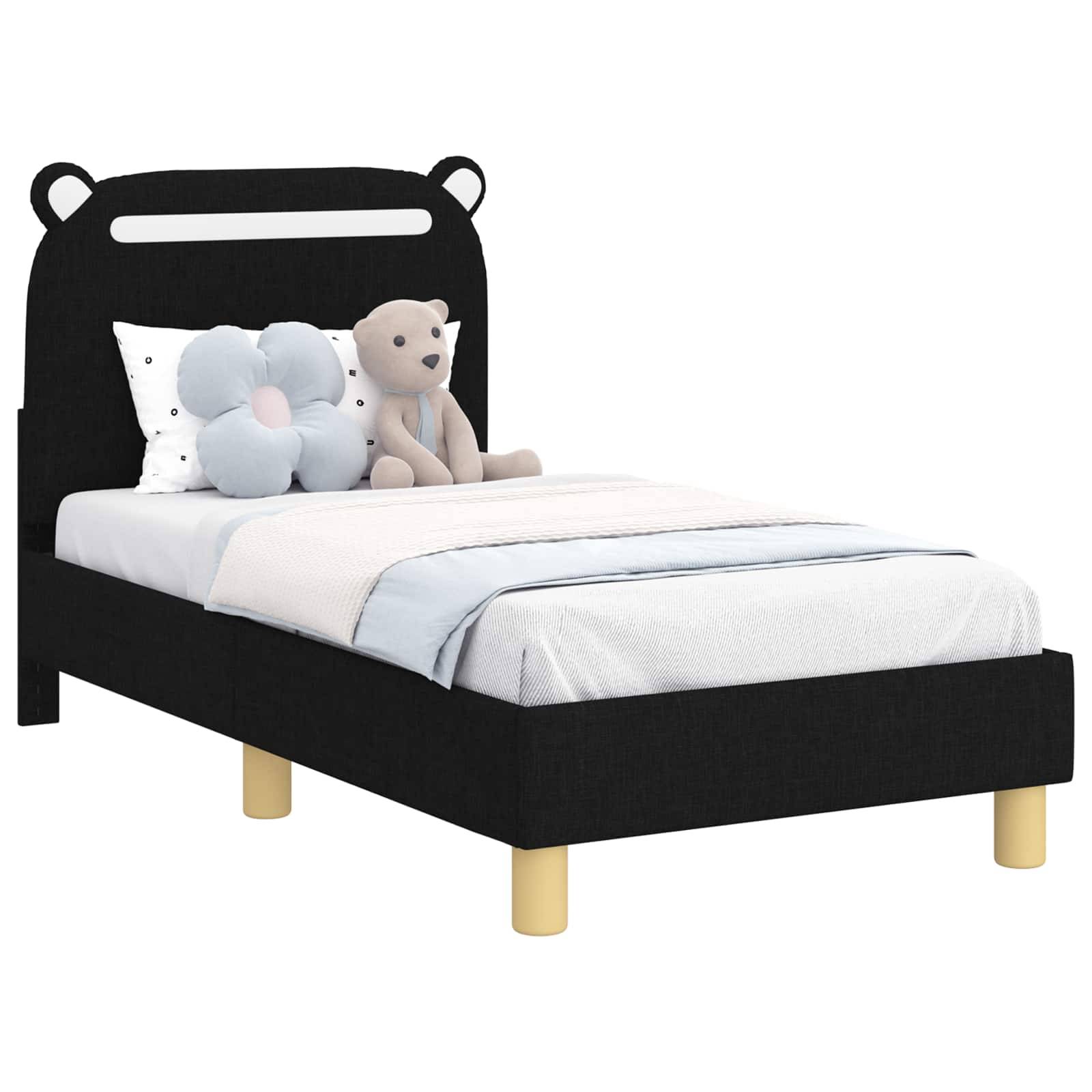 vidaXL Kinderbettgestell mit Kopfteil Schwarz 70 x 140 cm Stoff