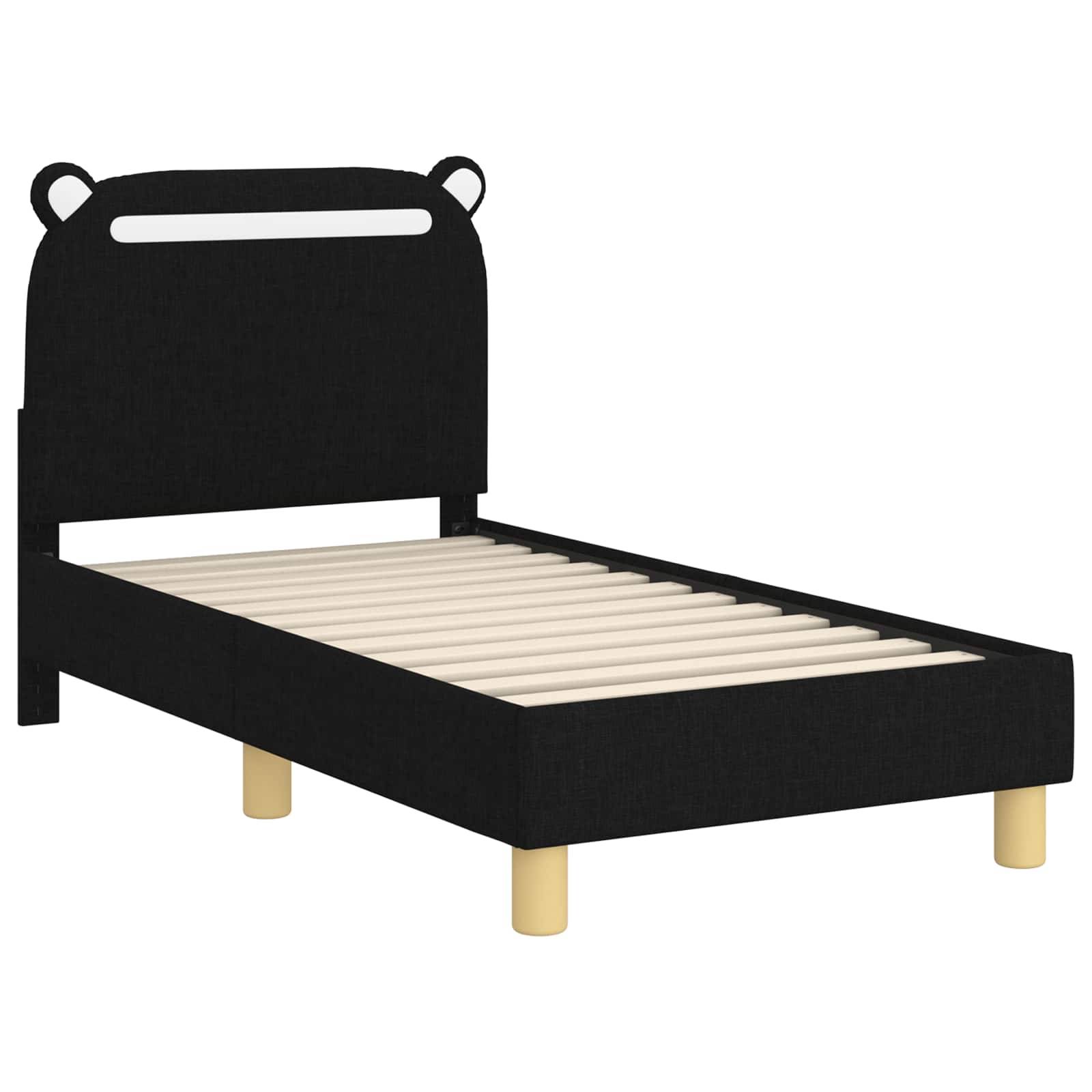vidaXL Kinderbettgestell mit Kopfteil Schwarz 70 x 140 cm Stoff