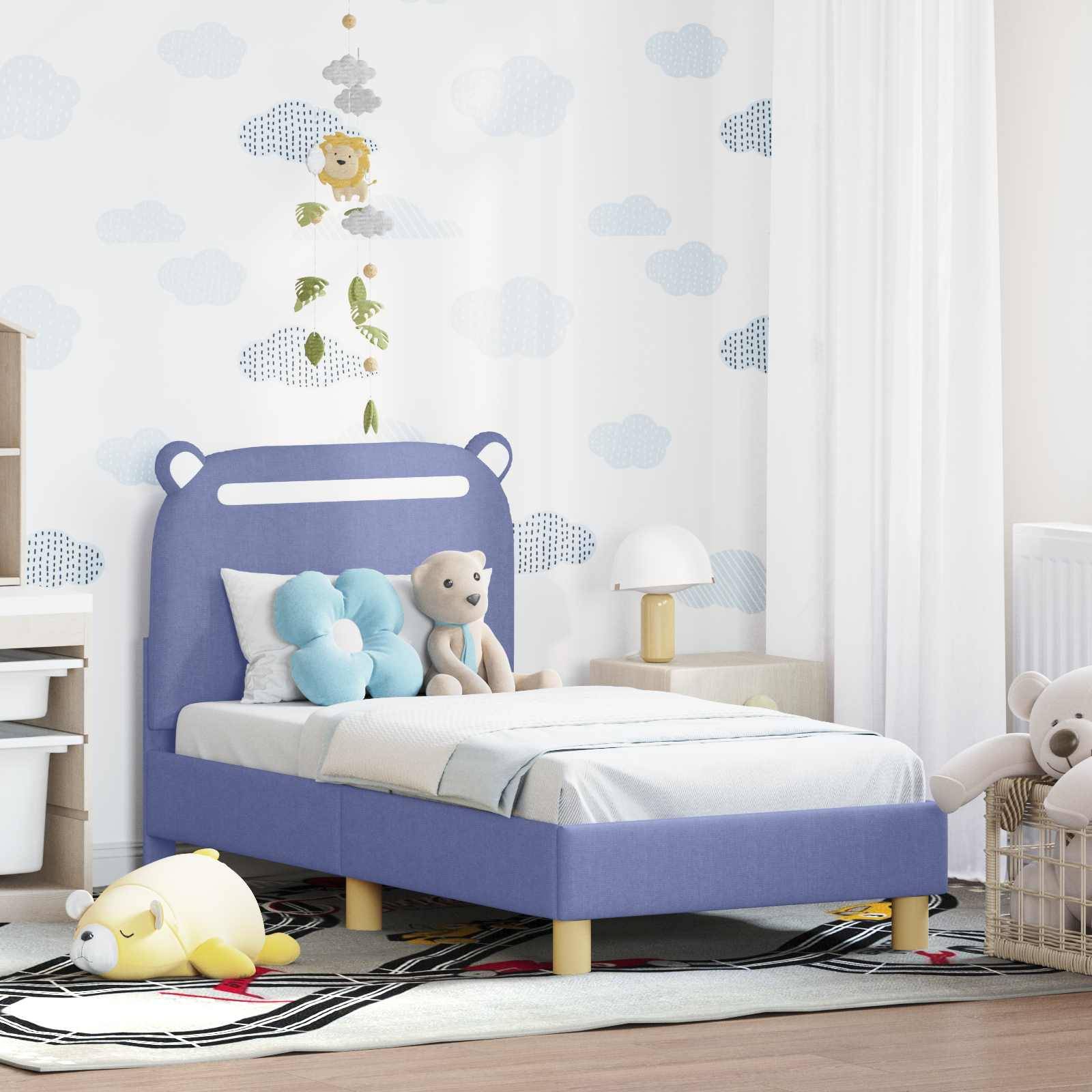 vidaXL Kinderbettgestell mit Kopfteil Jeans blau 70 x 140 cm Stoff