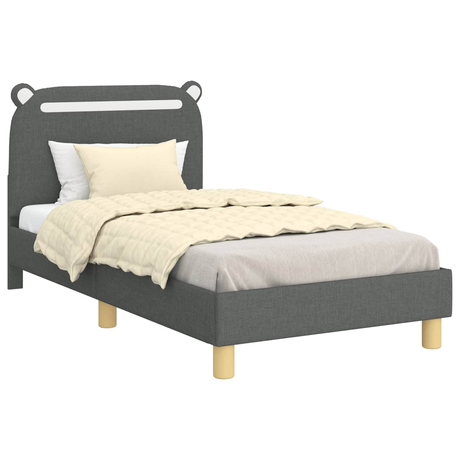 vidaXL Kinderbettgestell mit Kopfteil Dunkelgrau 80 x 160 cm Stoff
