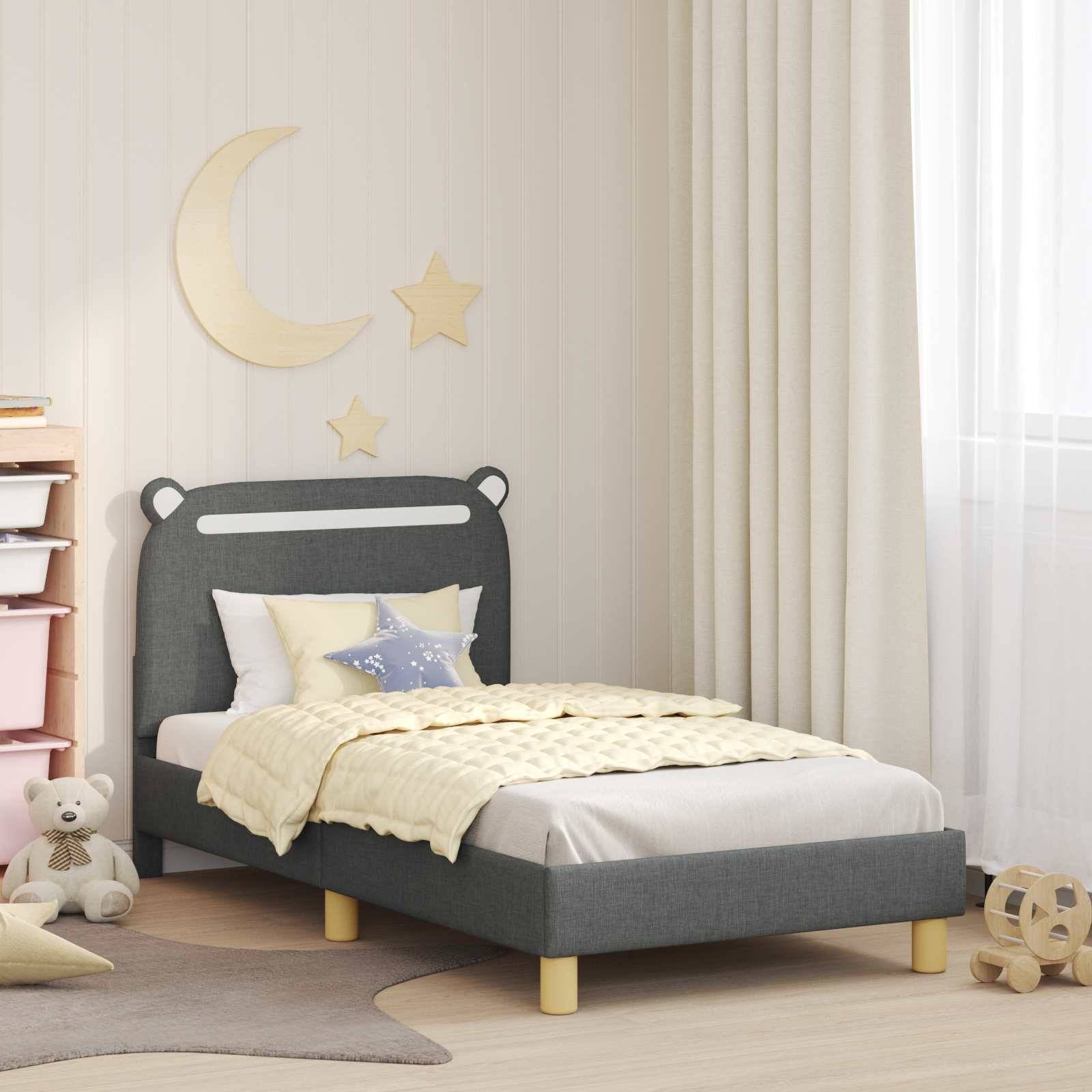 vidaXL Kinderbettgestell mit Kopfteil Dunkelgrau 80 x 160 cm Stoff