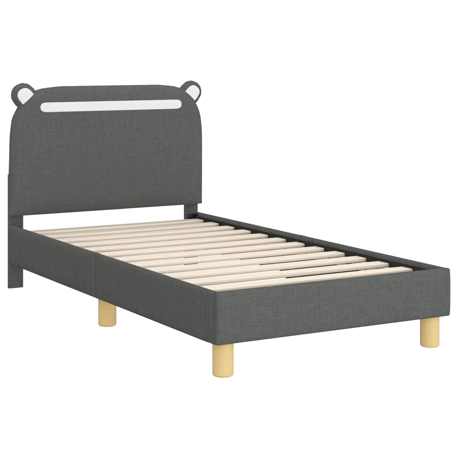 vidaXL Kinderbettgestell mit Kopfteil Dunkelgrau 80 x 160 cm Stoff