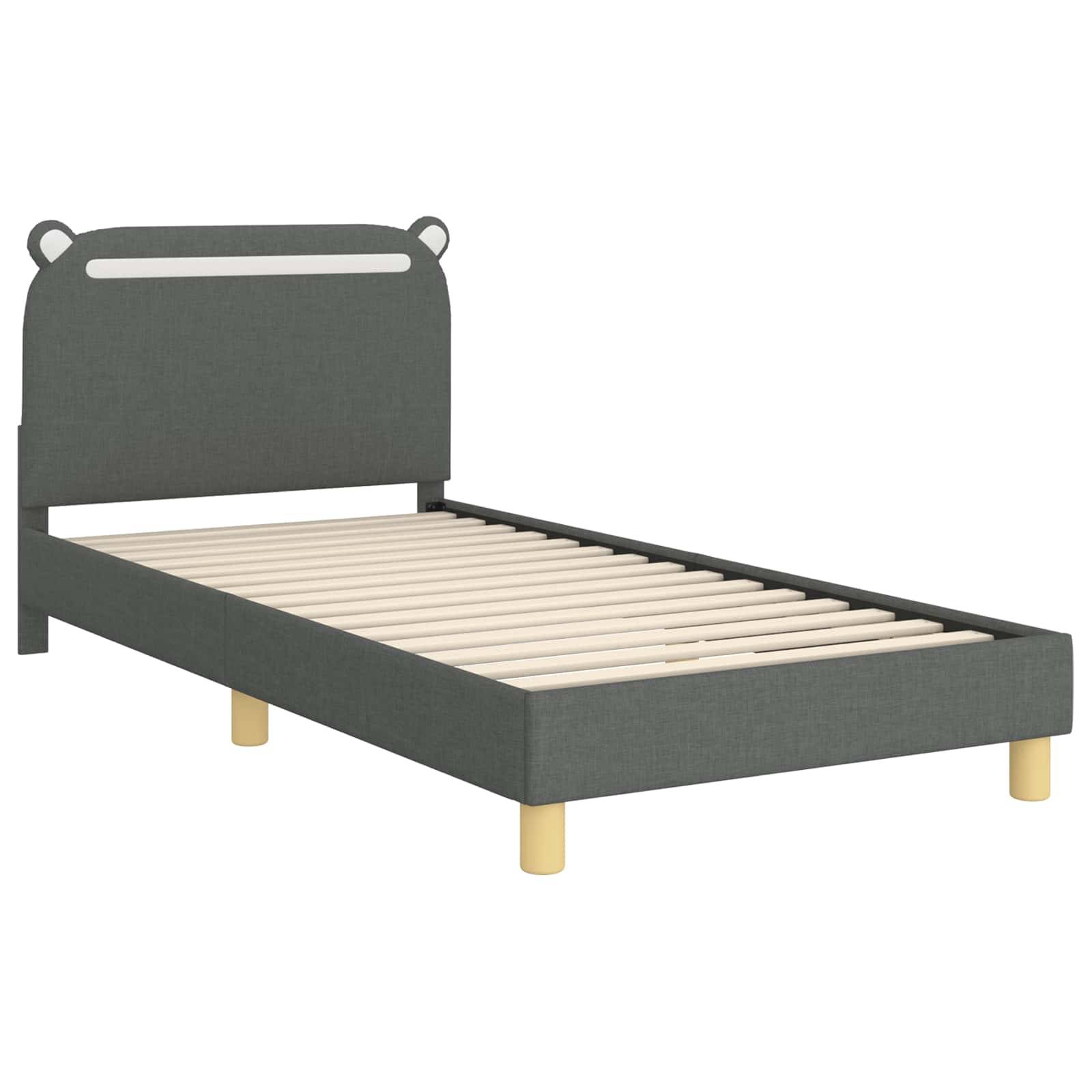 vidaXL Kinderbettgestell mit Kopfteil Dunkelgrau 80 x 200 cm Stoff