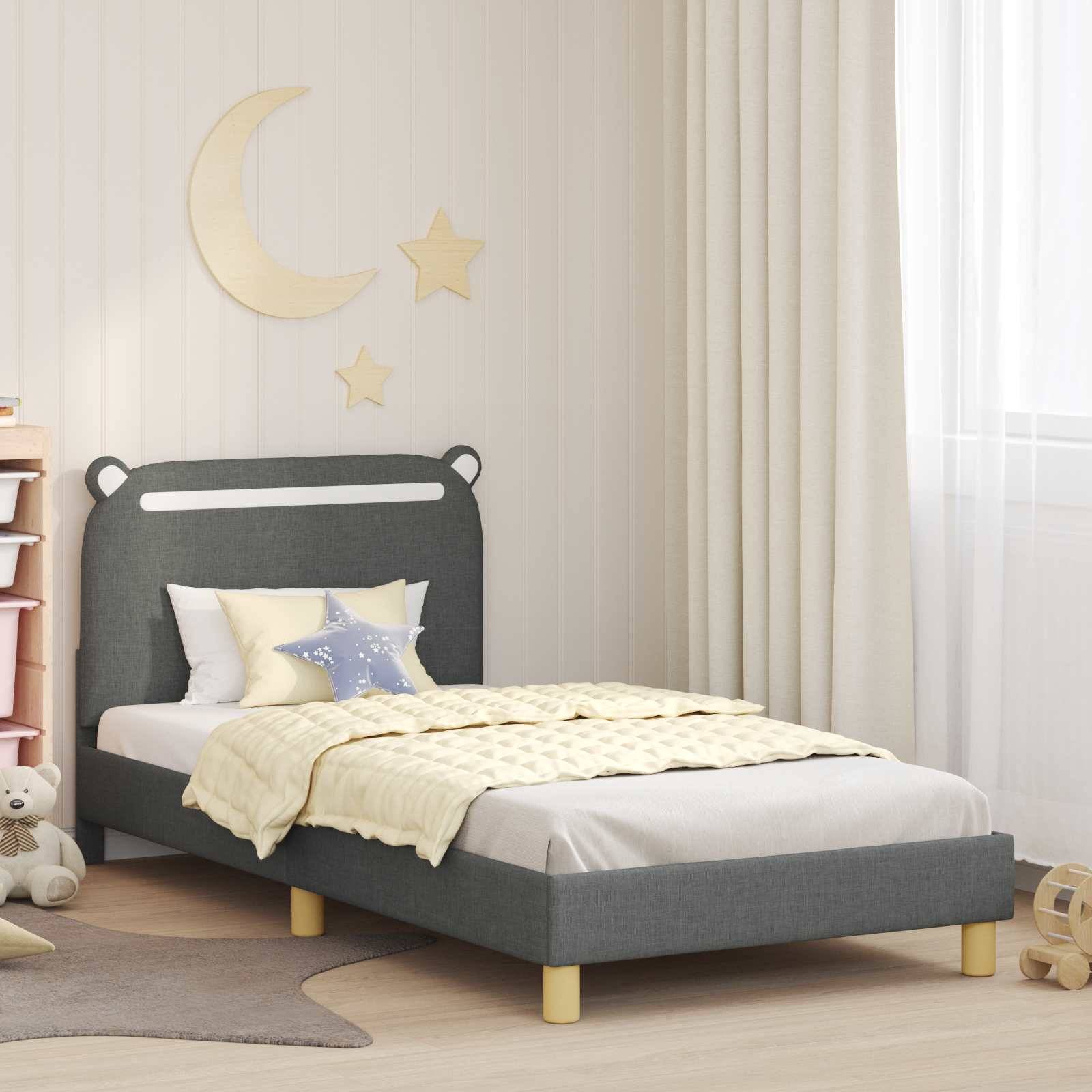 vidaXL Kinderbettgestell mit Kopfteil Dunkelgrau 80 x 200 cm Stoff