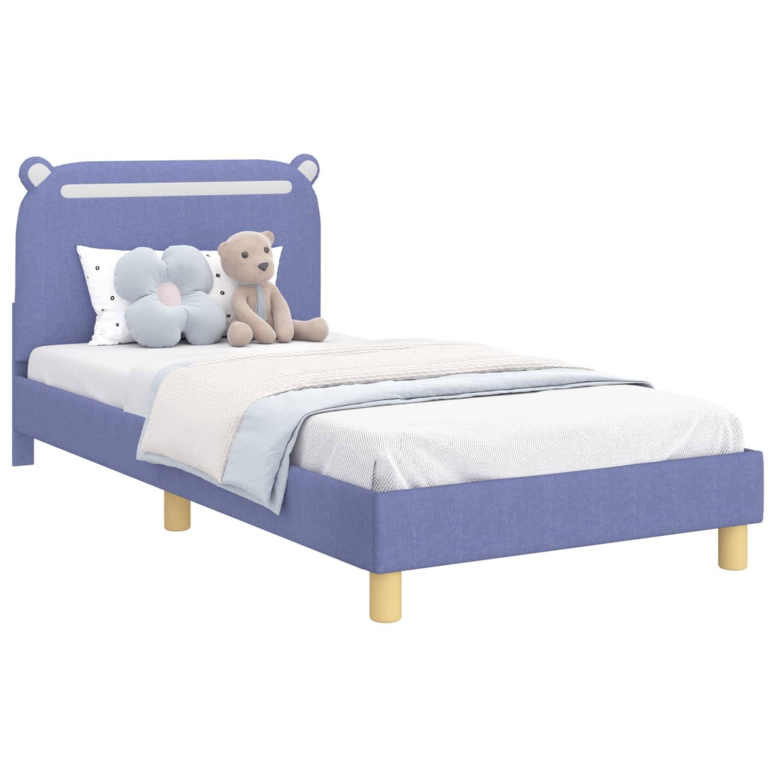 vidaXL Kinderbettgestell mit Kopfteil Jeans blau 90 x 200 cm Stoff