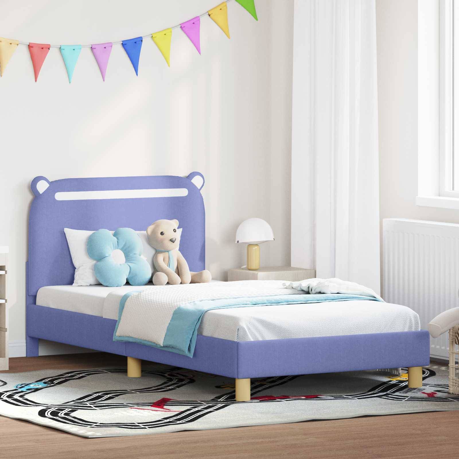 vidaXL Kinderbettgestell mit Kopfteil Jeans blau 90 x 200 cm Stoff