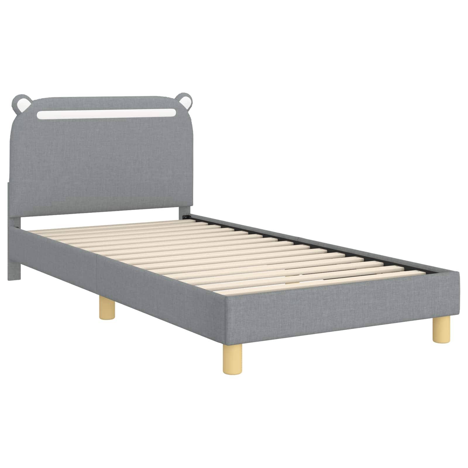 vidaXL Kinderbettgestell mit Kopfteil Hellgrau 90 x 200 cm Stoff