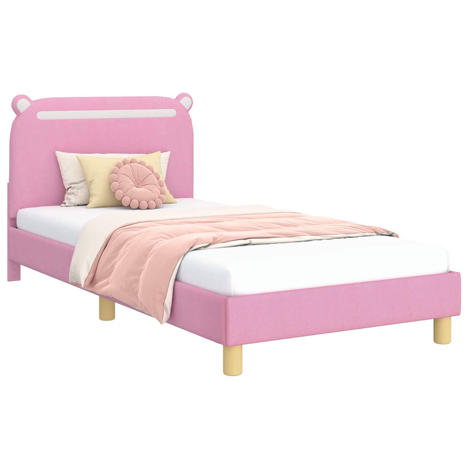 vidaXL Kinderbettgestell mit Kopfteil Rosa 90 x 200 cm Stoff
