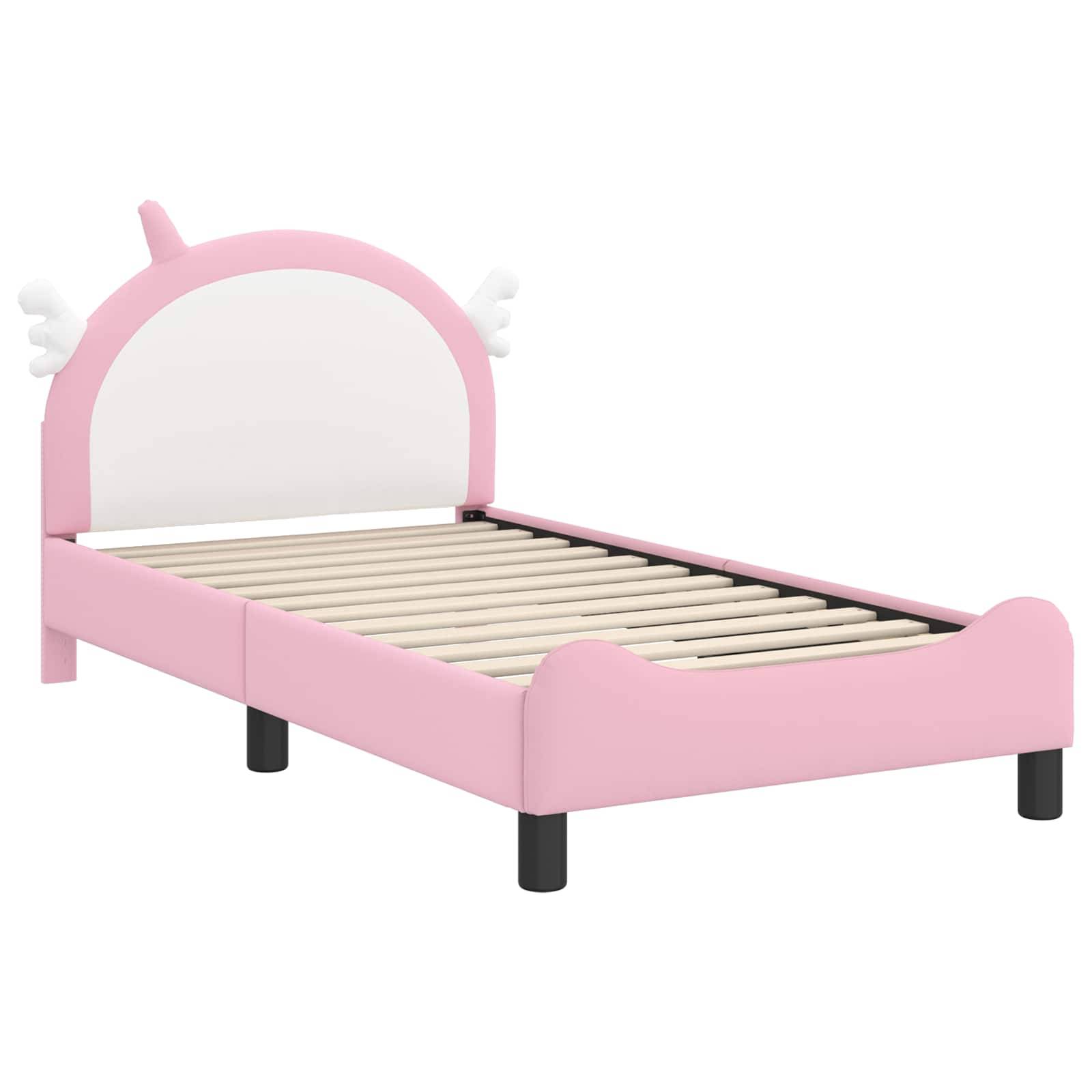 vidaXL Kinderbettgestell mit Kopfteil mit Kopfteil Rosa 80 x 160 cm PU