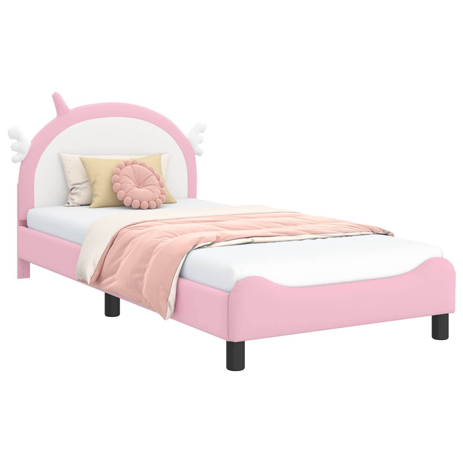 vidaXL Kinderbettgestell mit Kopfteil Rosa 90 x 190 cm PU