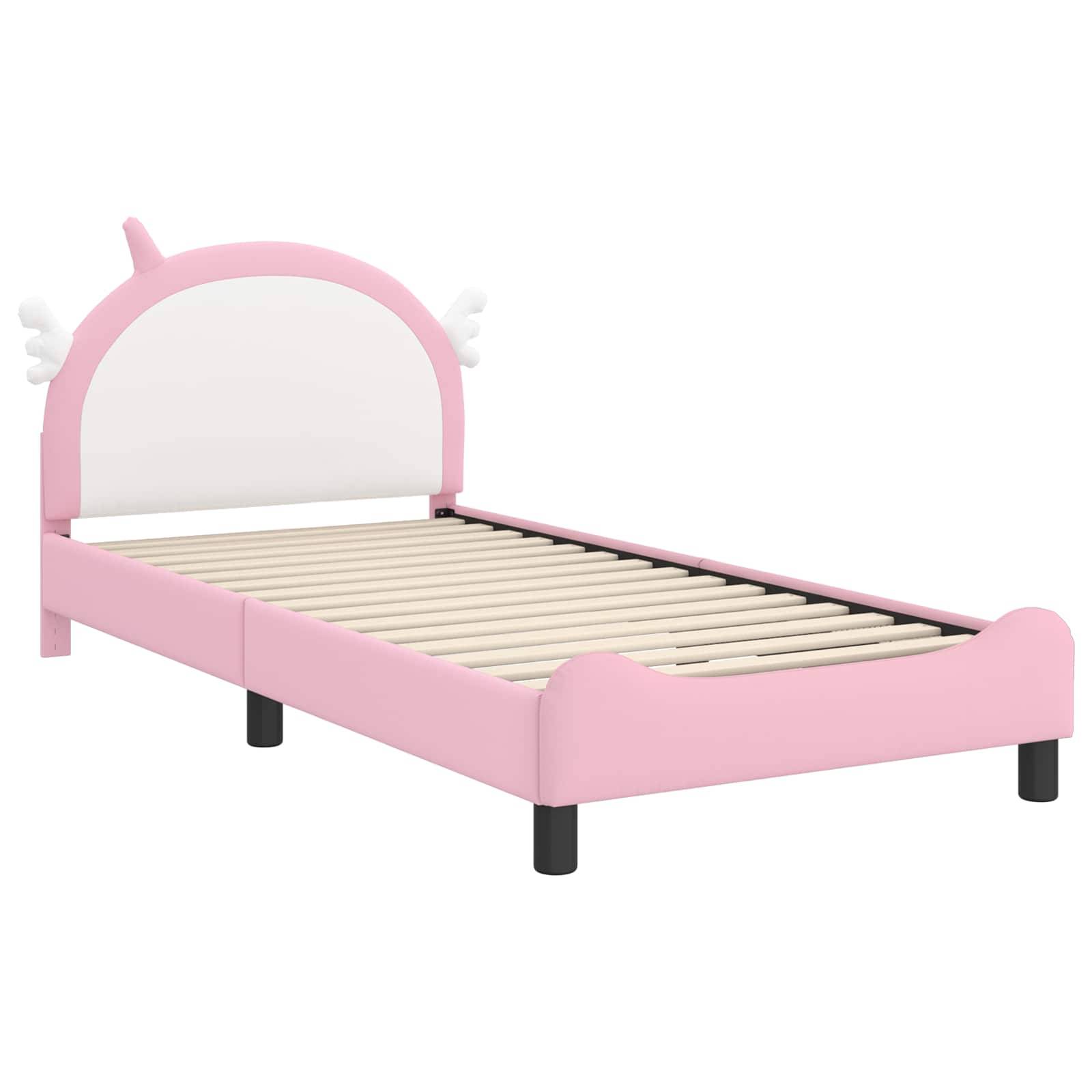 vidaXL Kinderbettgestell mit Kopfteil Rosa 90 x 190 cm PU