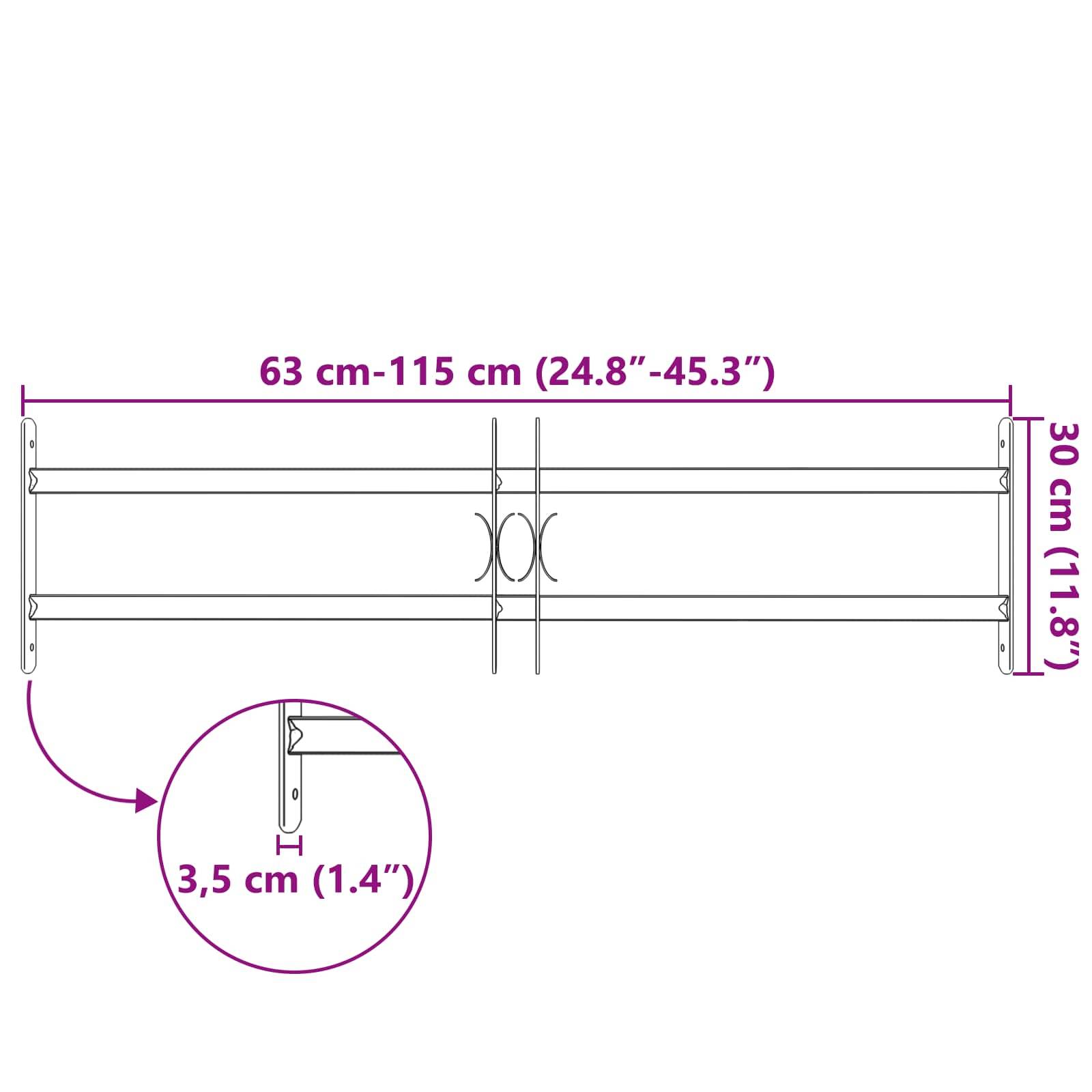 Verstellbare Kleiderstange, Breitenbereich 63-115 cm (24,8