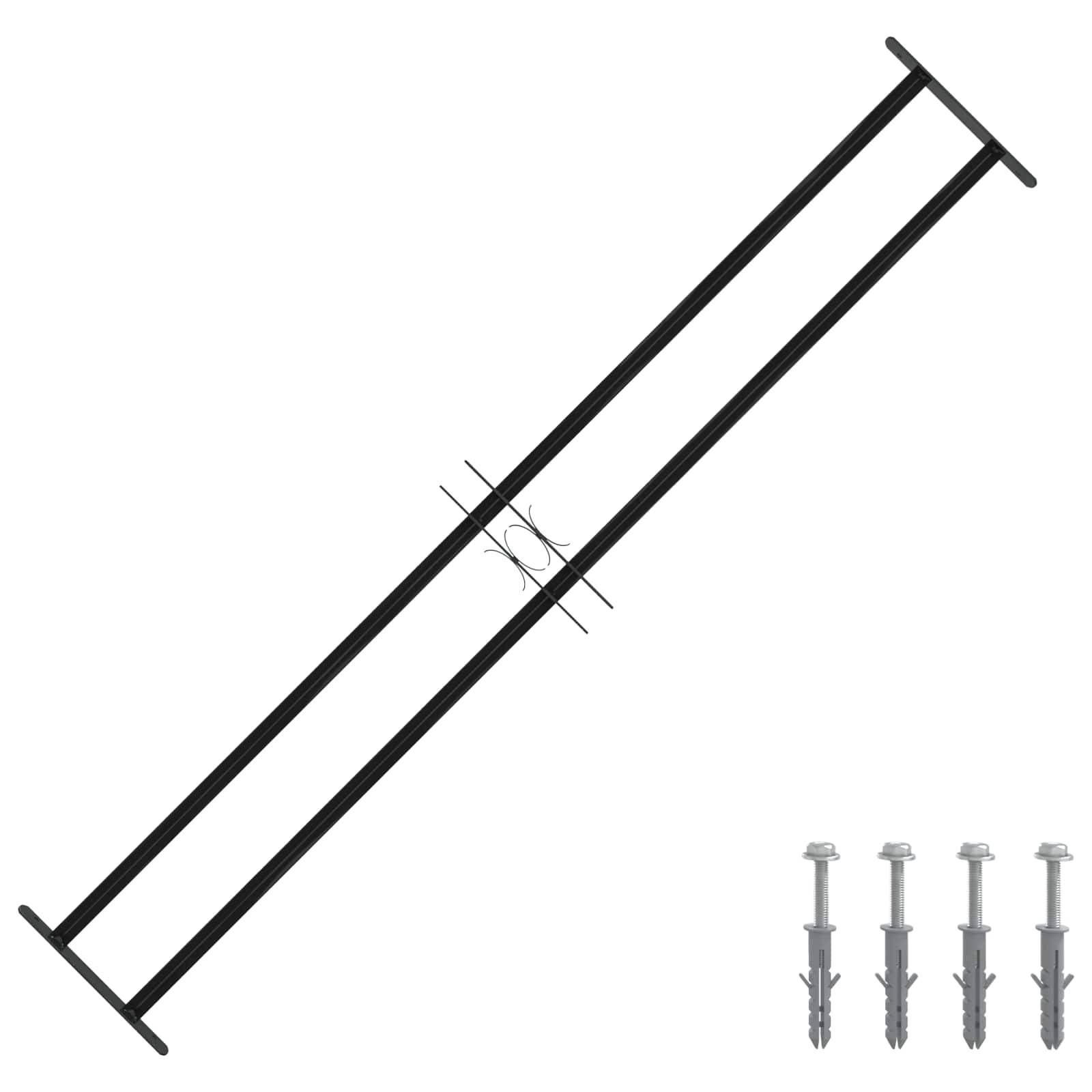 vidaXL Fenstergitter 176 x 30 cm Pulverbeschichteter Stahl Schwarz